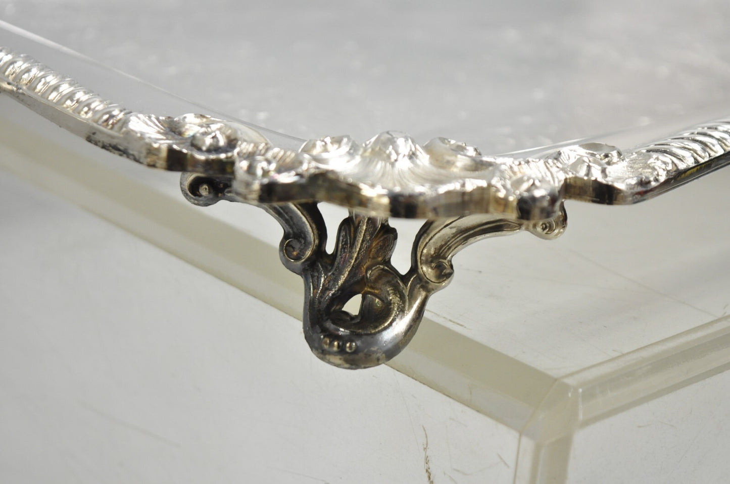 Vintage Sheridan Victorian Silver Plated Ornate Bar Serving Platter Tray