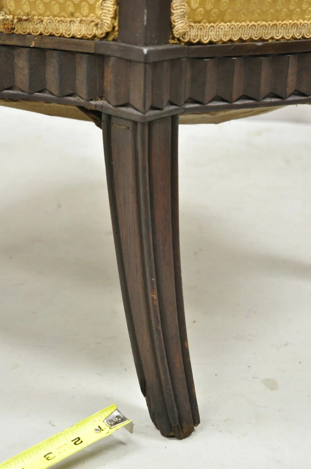Antique French Art Deco Carved Walnut Wing Club Lounge Parlor Arm Chair