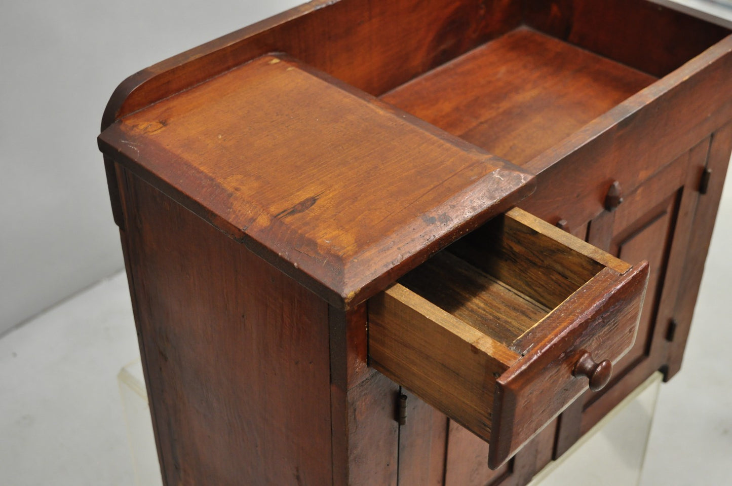 Antique Salesman Sample Primitive Miniature Pine Wood Small Dry Sink Washstand