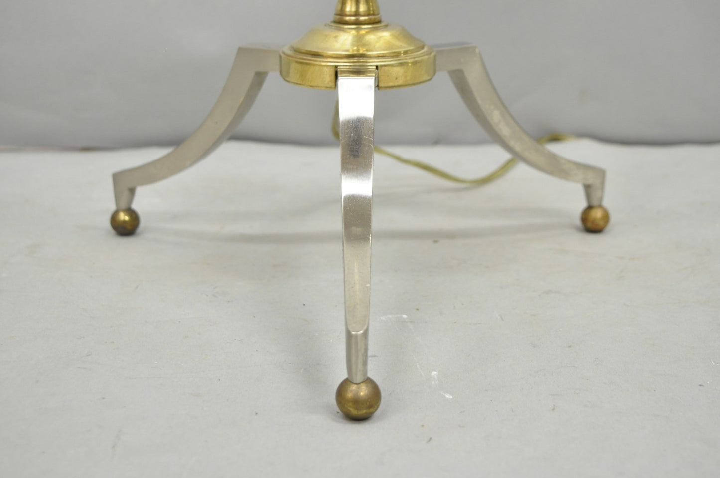 Vintage Maison Jansen Style Neoclassical Steel and Brass Adjustable Floor Lamp