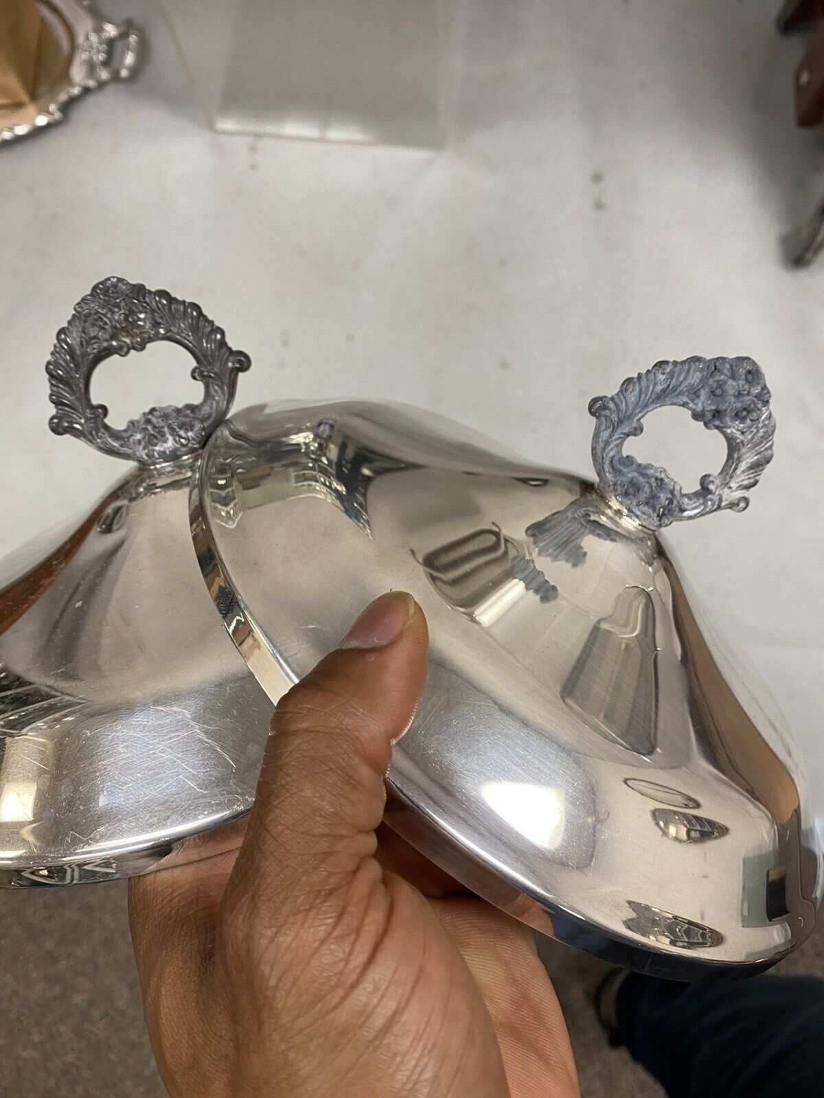 FB Rogers Silver Co 1158 Silver Plated Footed Covered Dish Serving Bowl - a Pair