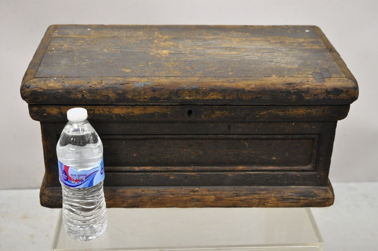 19th Century American Primitive Distressed Solid Wood Machinist Tool Box Storage