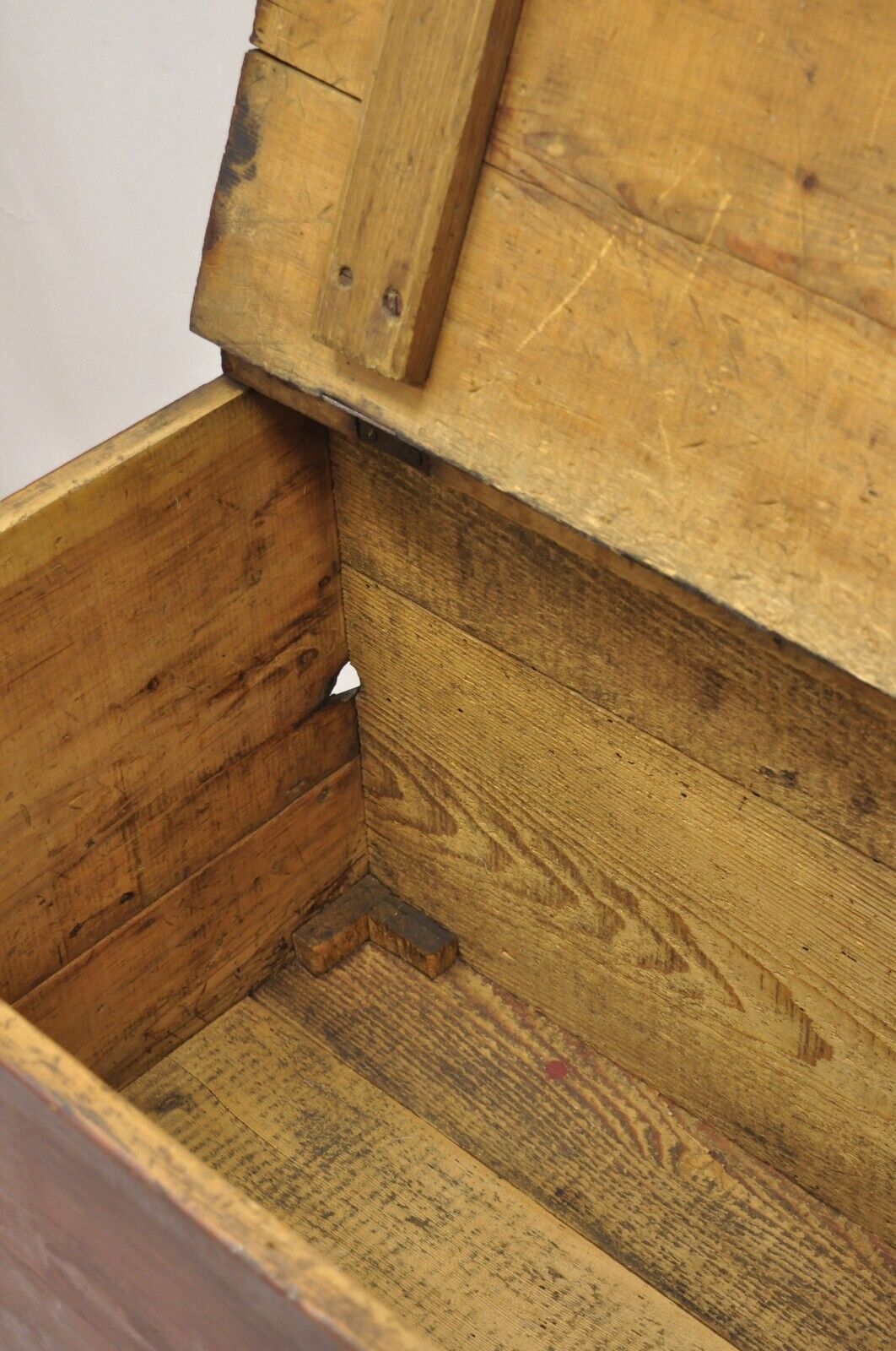 Antique Large 64" Double Storage Pine Wood Primitive Country Blanket Chest Trunk