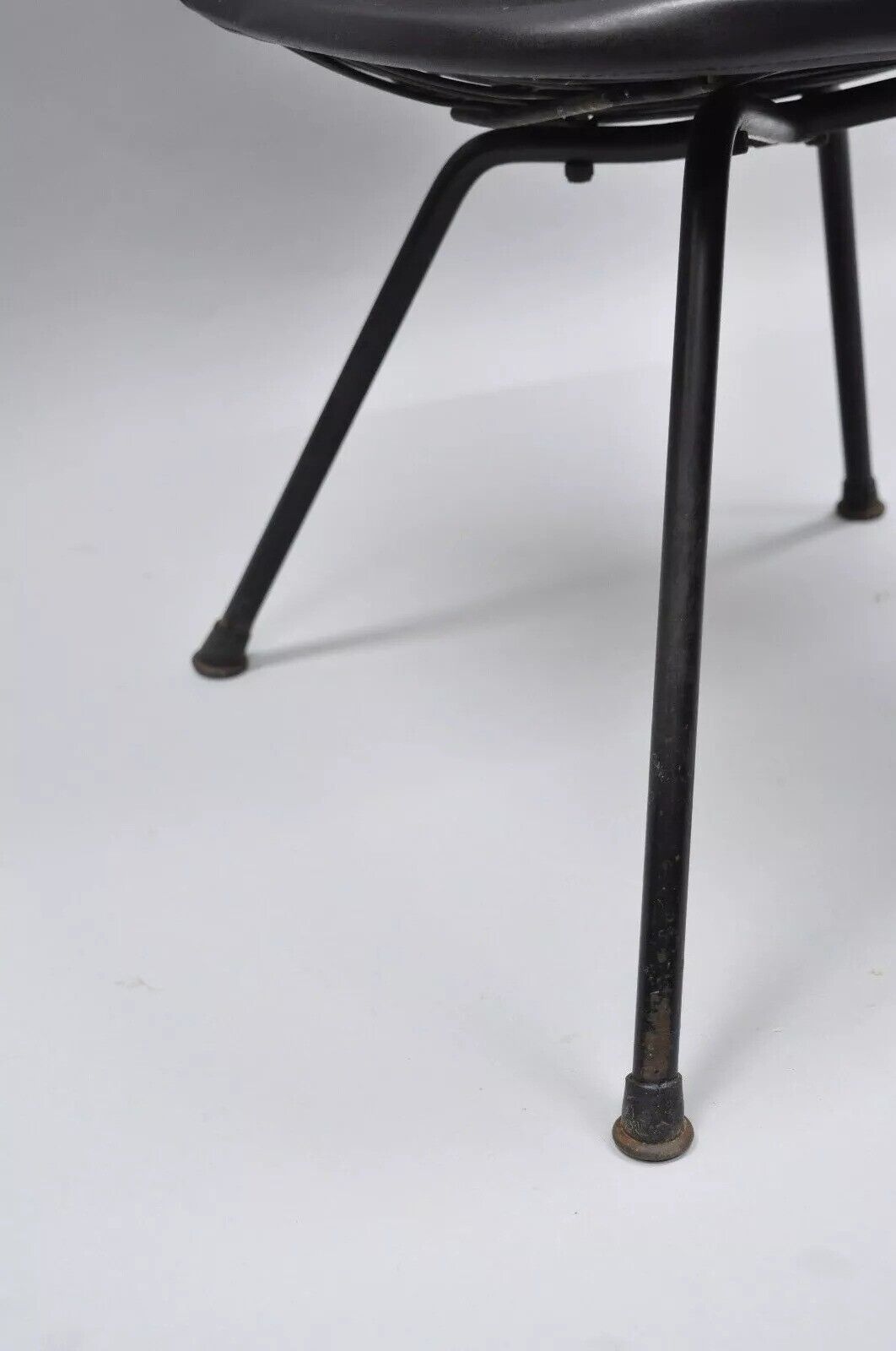 Vintage Herman Miller Eames DKX Black Upholstered Padded Vinyl Wire Frame Chair