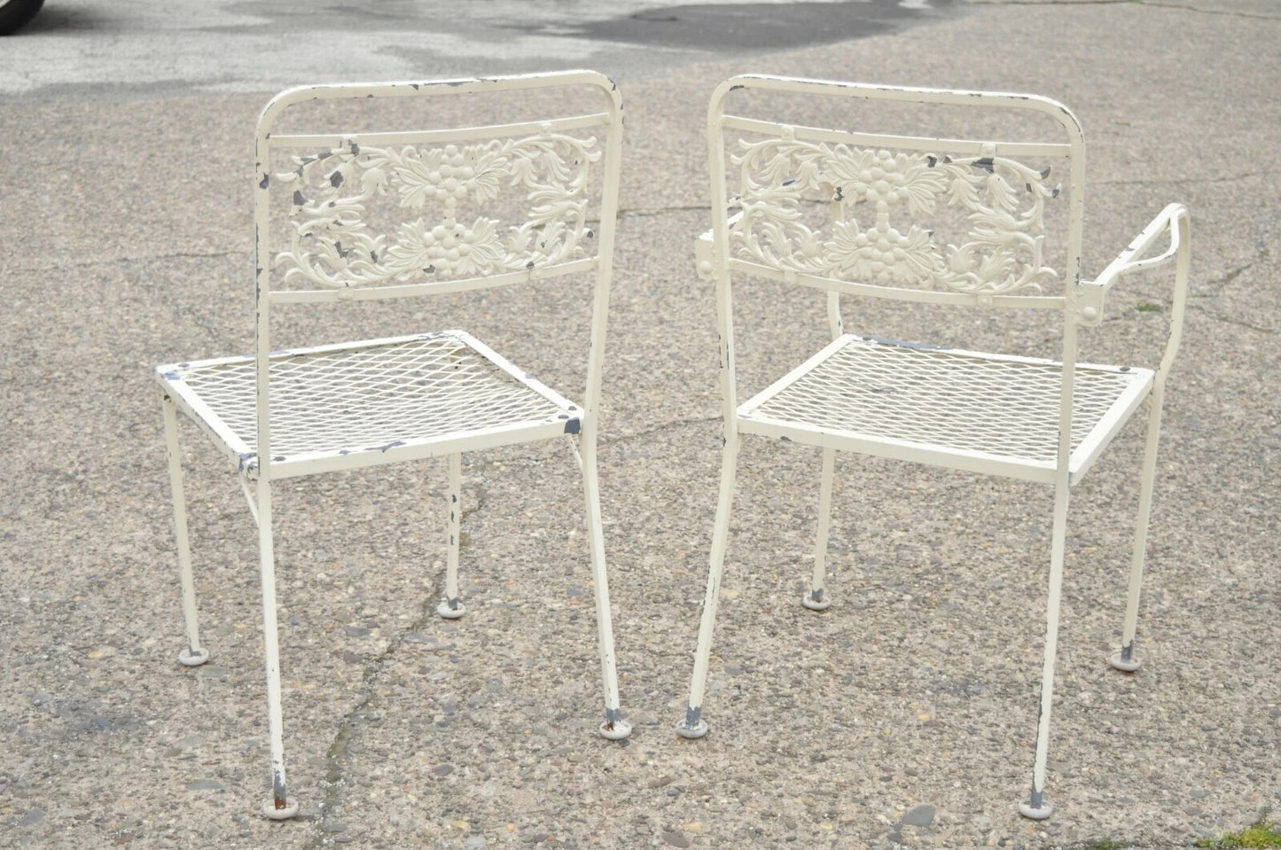 Vintage Victorian Grapevine Wrought Iron Garden Patio Dining Set - 7 Pc Set