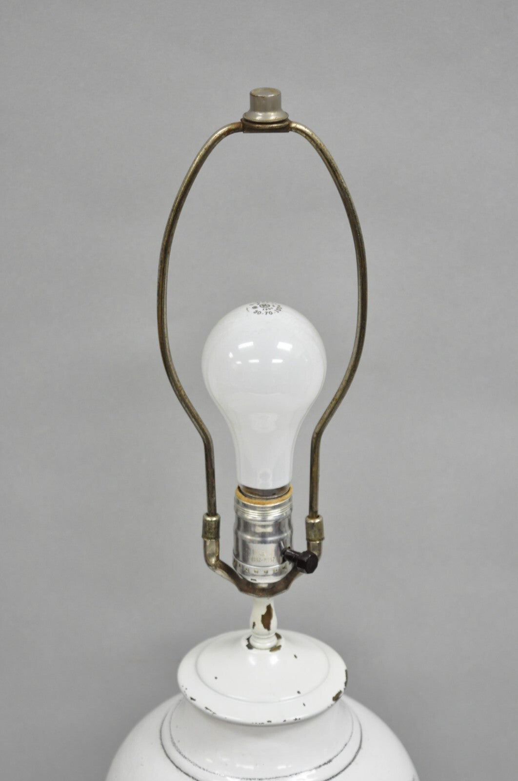 Vintage Chinoiserie White Ceramic Jardiniere Vase Oriental Table Lamp on Lucite