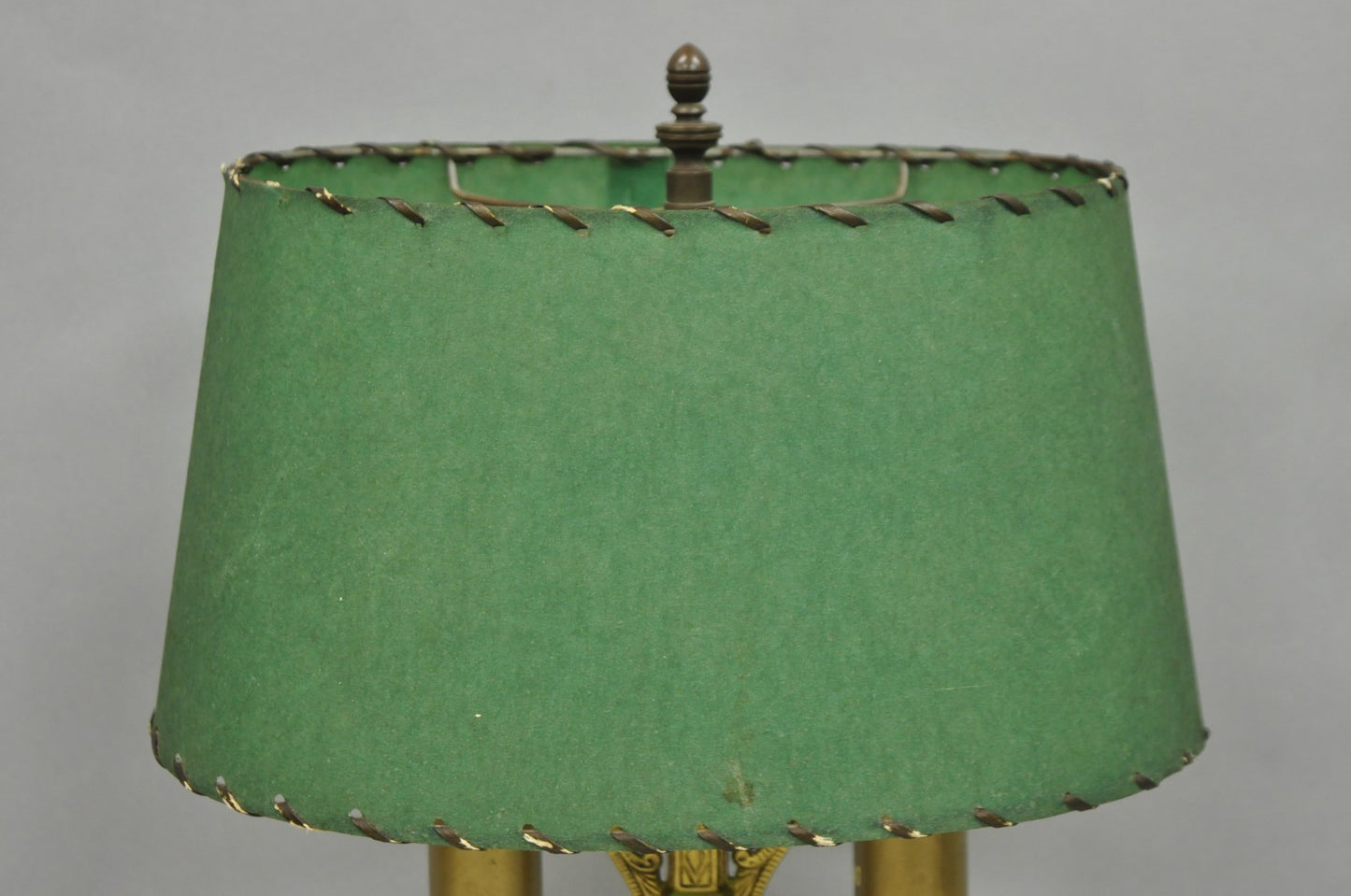 Antique Art Deco Art Nouveau Gold Gilt Metal Student Desk Lamp w/ Green Shade