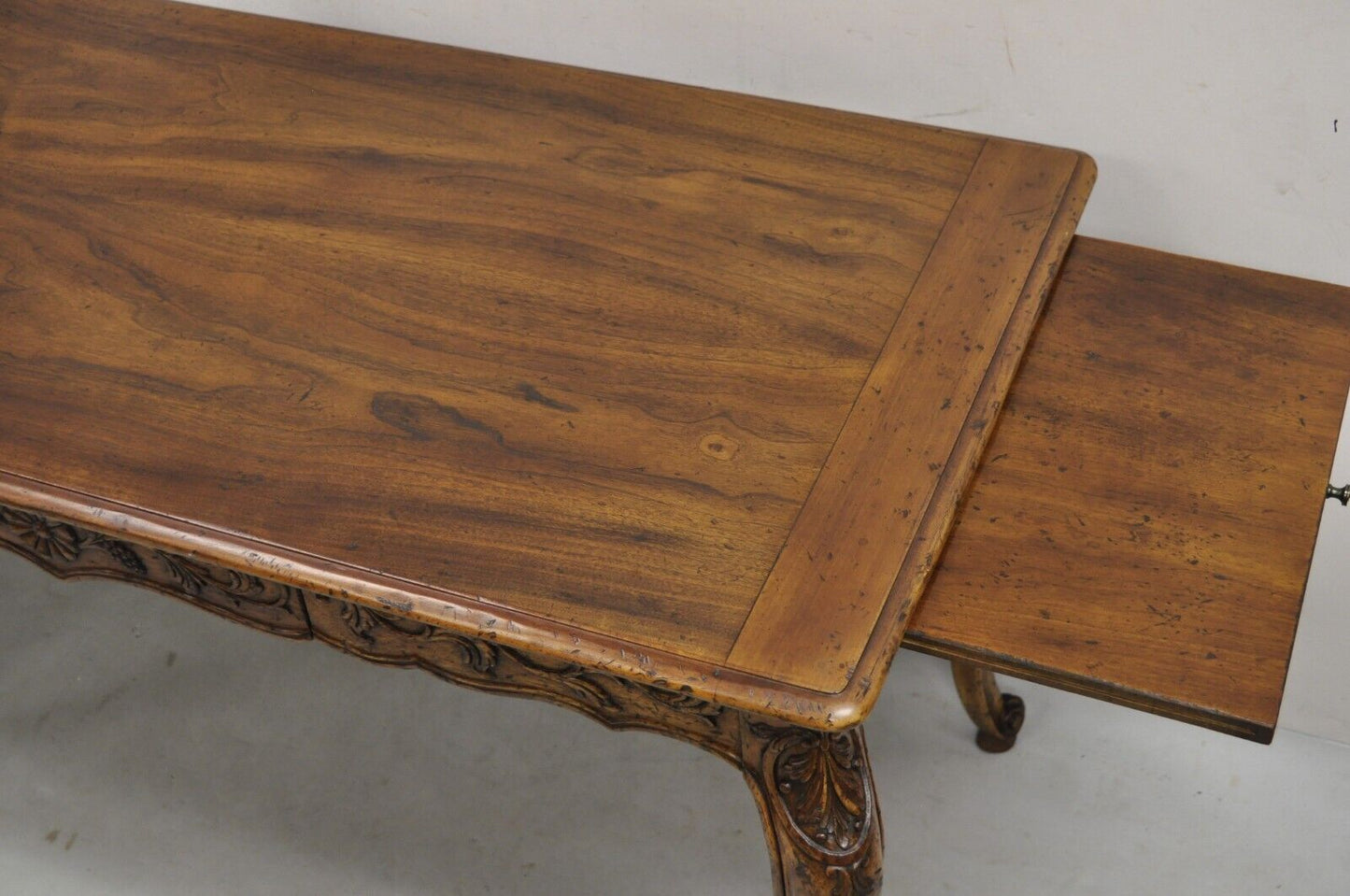 Vintage John Widdicomb French Country Carved Walnut Writing Desk with Drawer