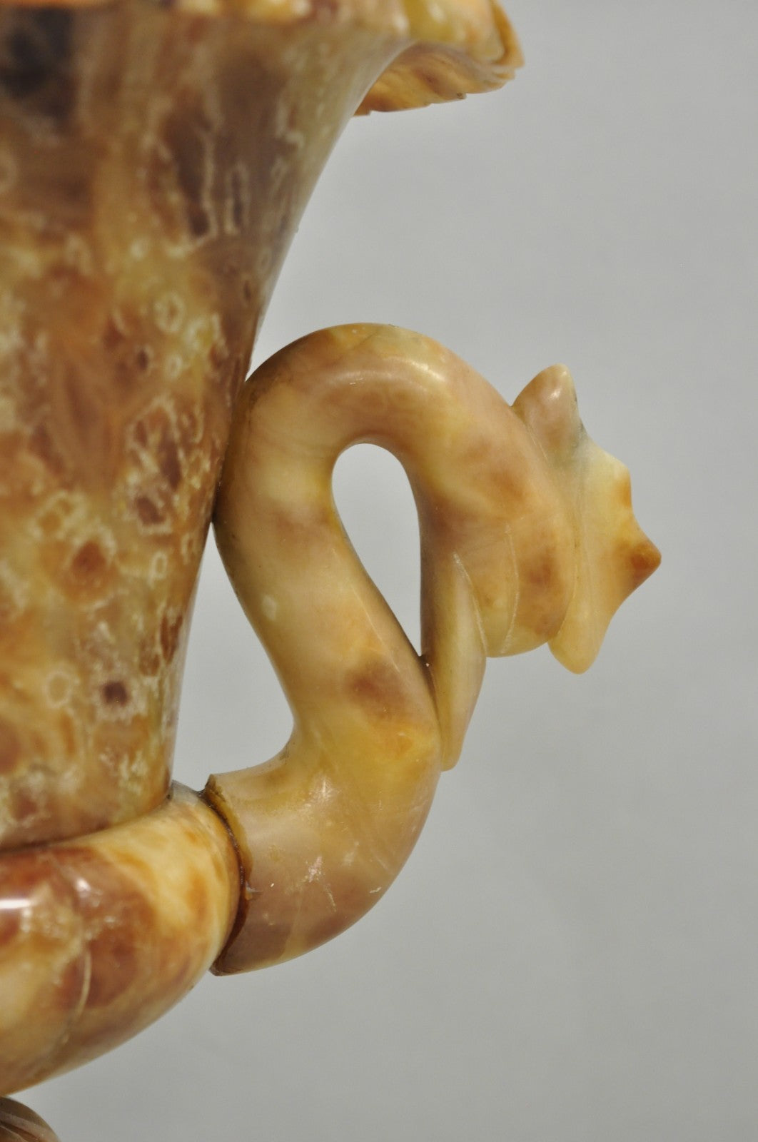 Vintage Italian Neoclassical Style Carved Alabaster Trophy Cup Urn Table Lamp