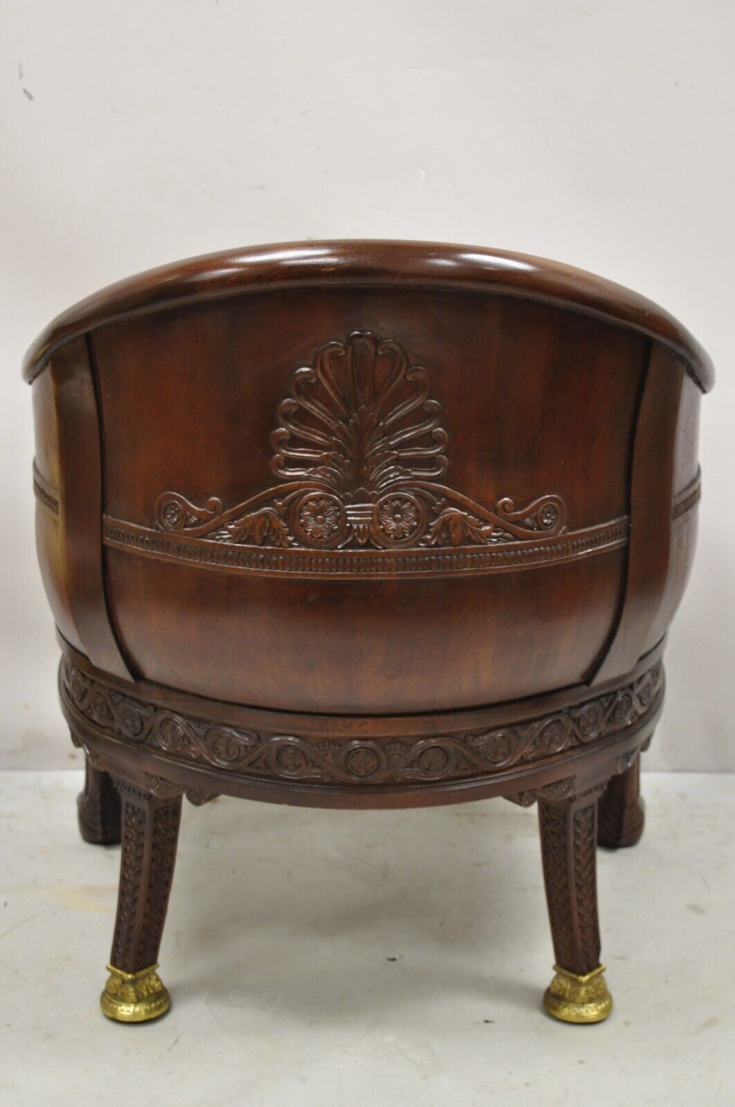 Baker Stately Homes Grey Leather Lions Head Pull Up Tub Chair Club Chair