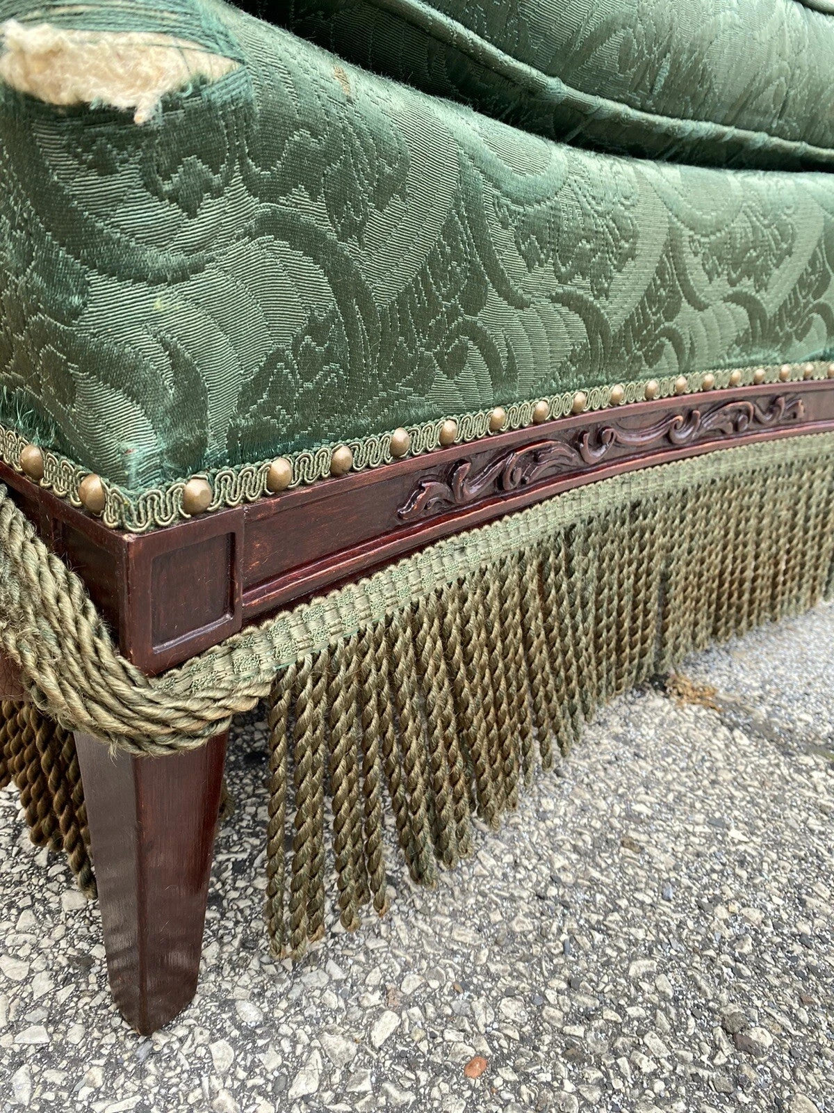 Antique French Hollywood Regency Carved Mahogany Art Deco Club Lounge Chair
