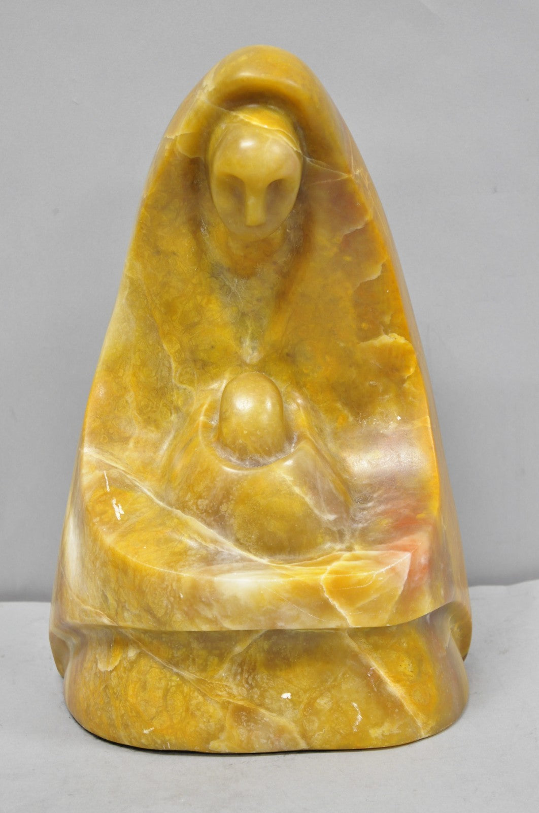 Vintage Seymour Shuren Modern Carved Alabaster Mother & Child Figure Sculpture