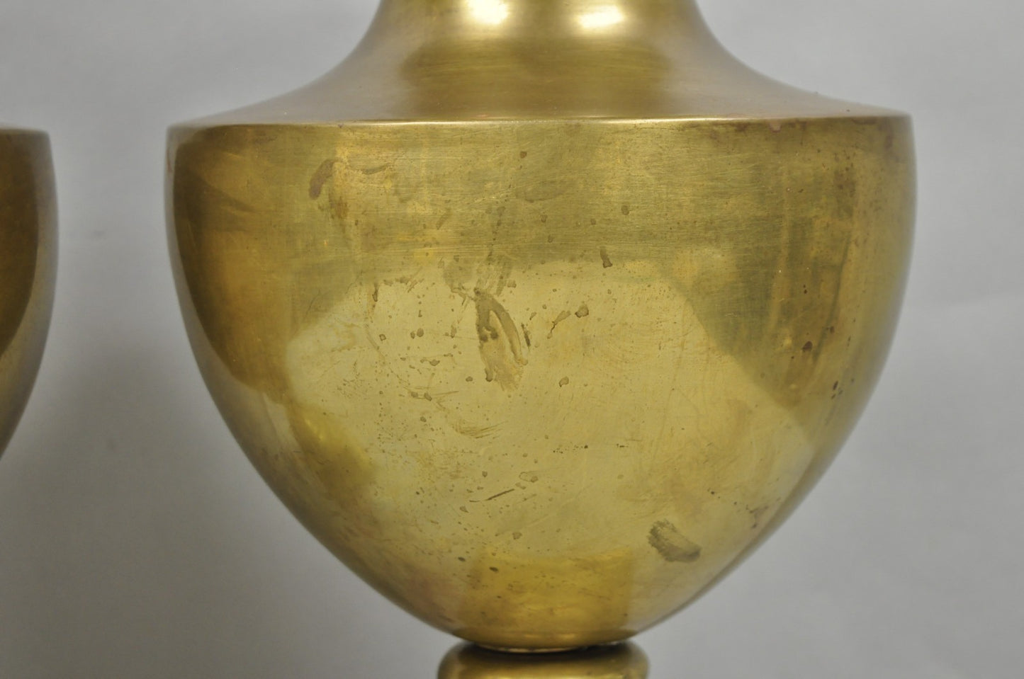 Vintage Hollywood Regency Patinated Brass Jardiniere Urn Table Lamps - a Pair