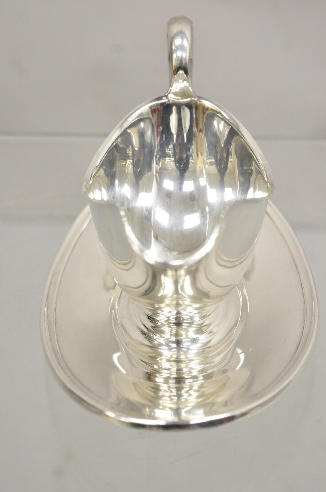 Vintage Gorham YC430 Silver Plated Victorian Gravy Boat With Attached Underplate