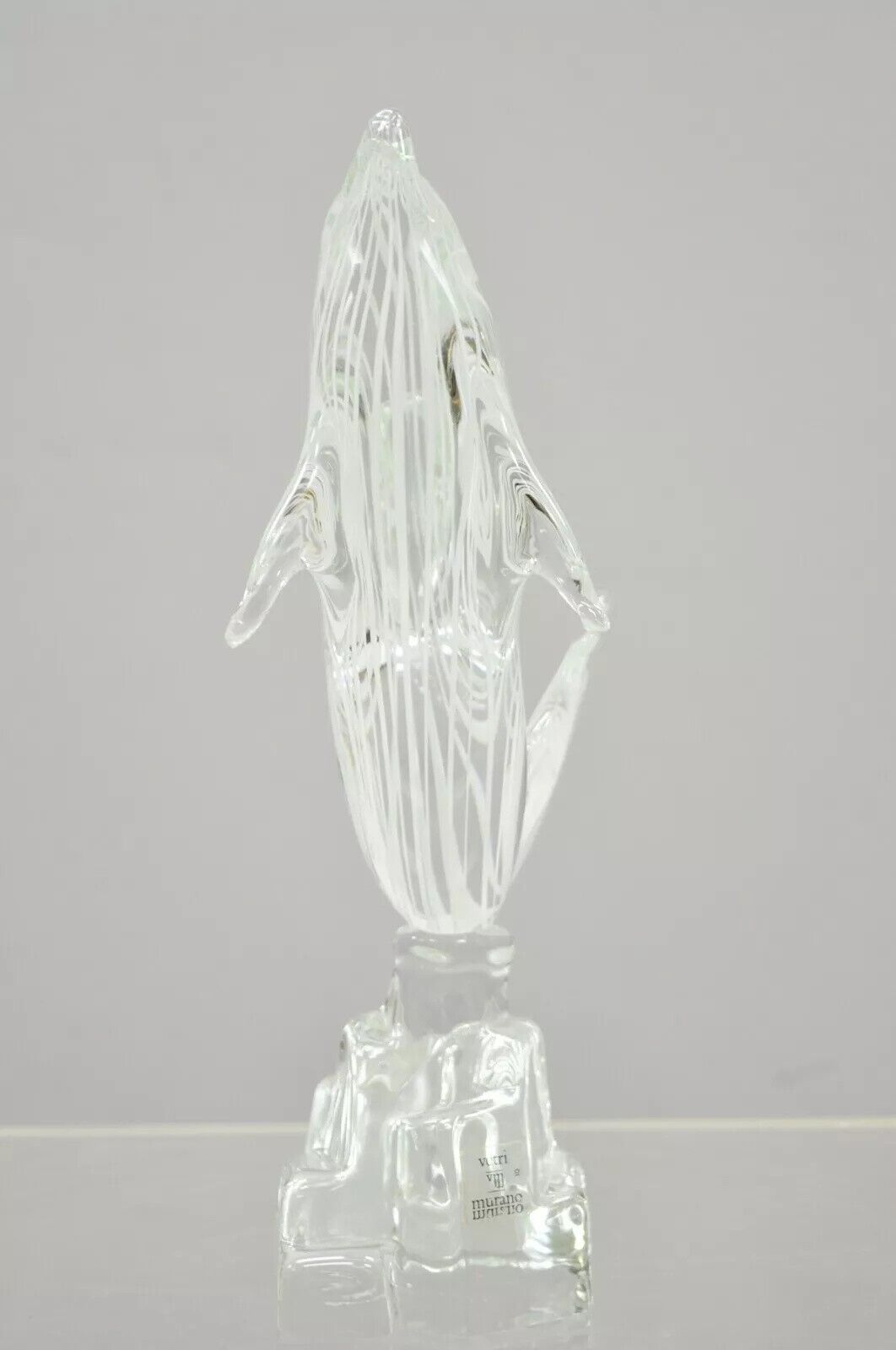 Vintage Vetri Murano Crystal Glass 9" Italian Dolphin Fish Figure Sculpture