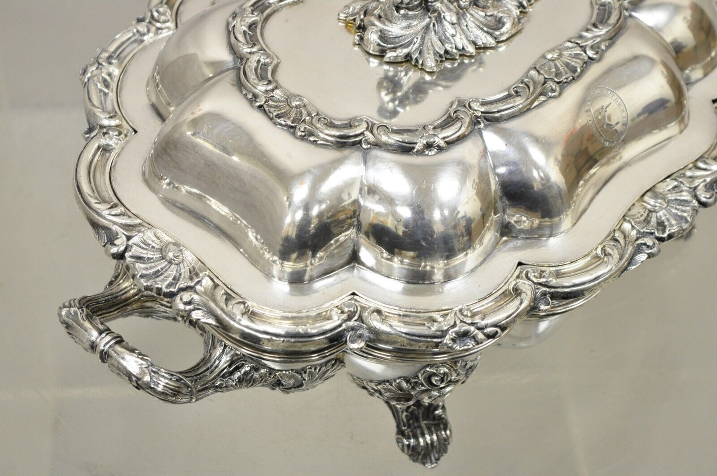 Georgian English Sheffield Ornate Scalloped Lidded Serving Dish Food Warmer