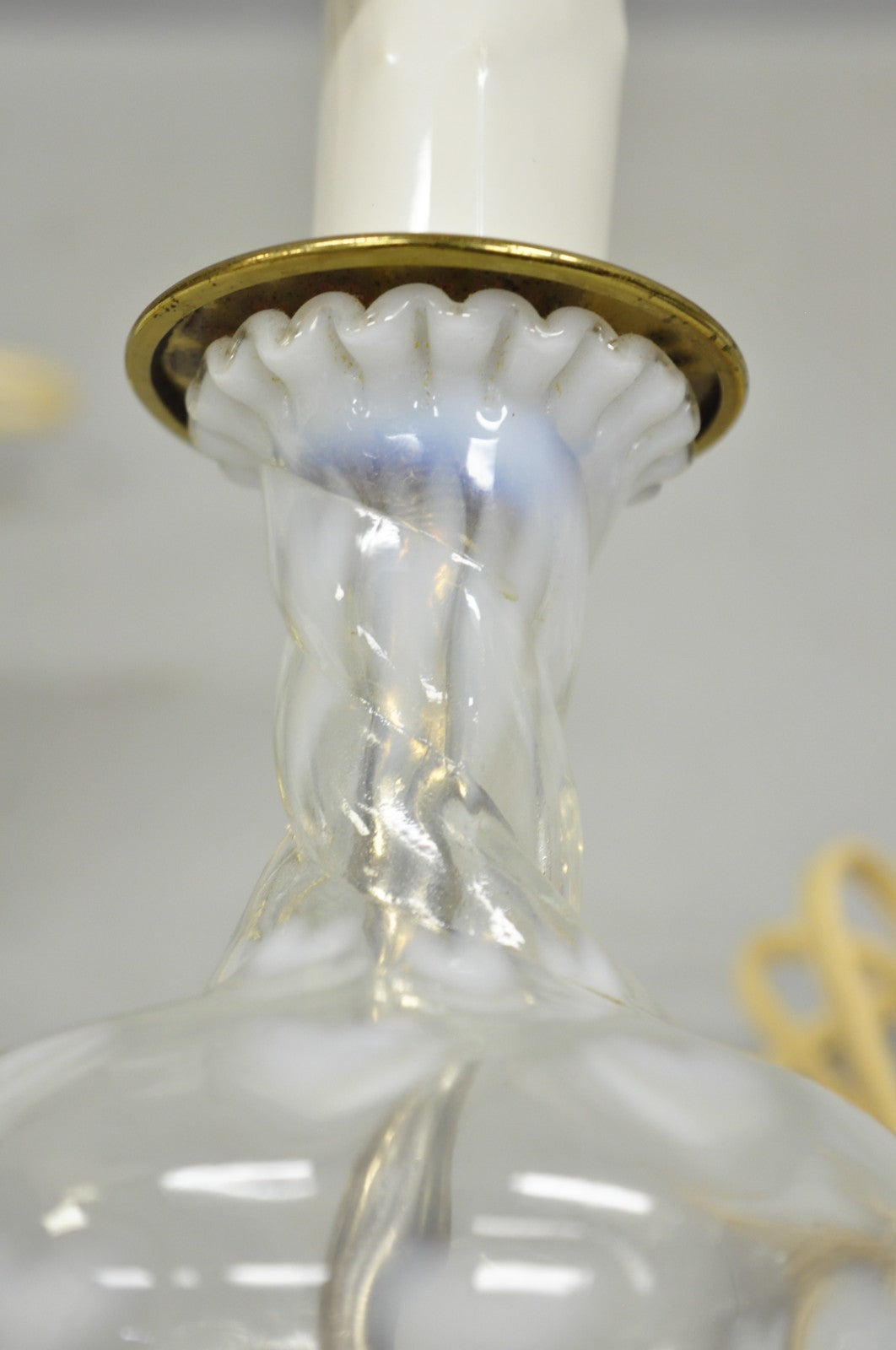 Vintage Hollywood Regency Petite Blown Glass Boudoir Table Lamps w/ Hearts, Pair