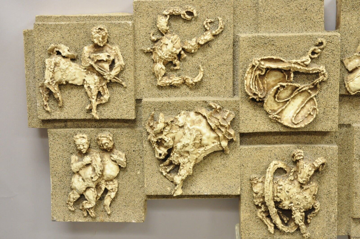 Vintage Finesse Originals 1970s Brutalist Figural Zodiac Wall Sculpture