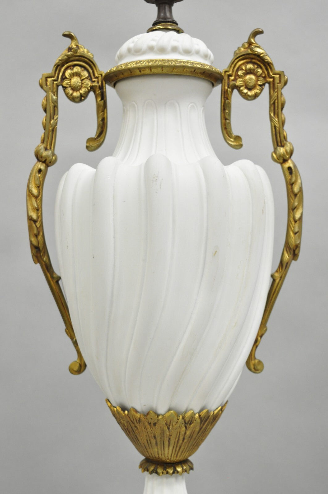 Antique French Louis XVI Style Gilt Bronze Porcelain Urn Table Lamps - a Pair