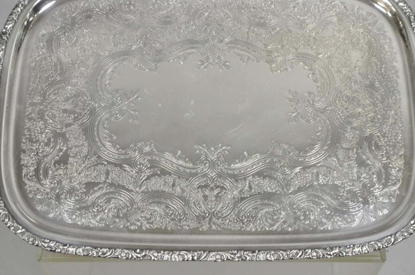 Vintage Victorian International Silver Co Silver Plated Bar Serving Platter Tray