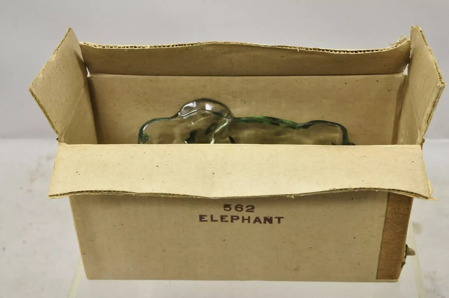 Vintage Tiara Indiana Glass 15" Elephant Lidded Candy Trinket Dish in Box