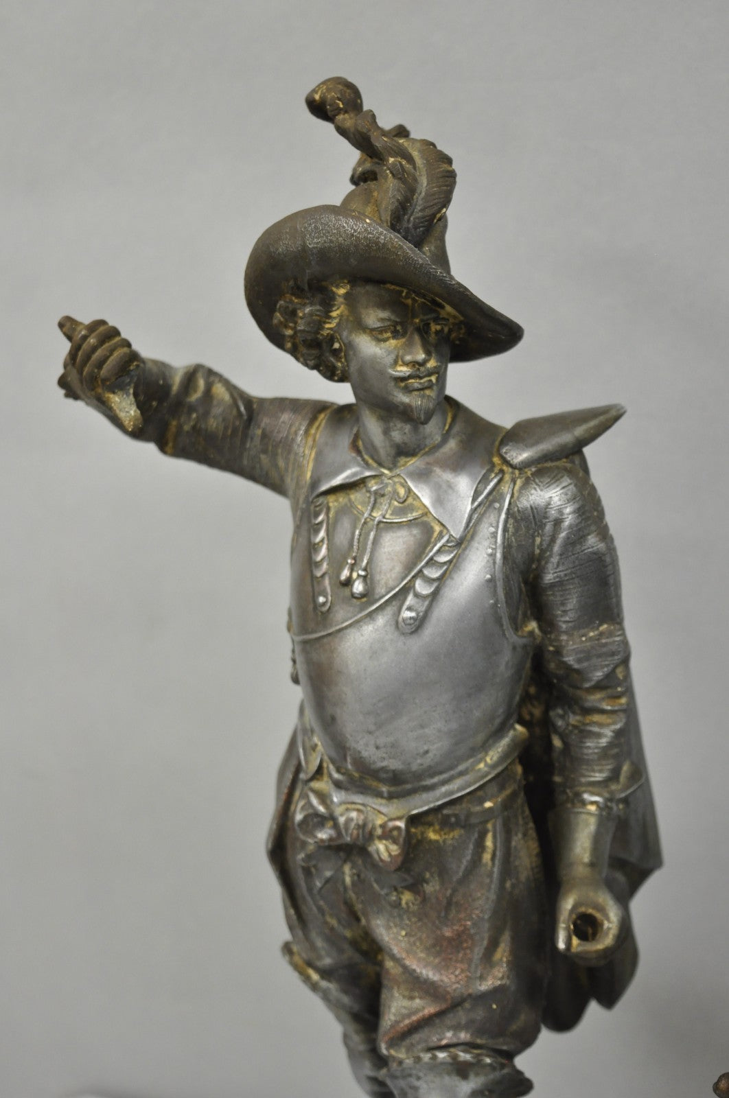 Antique French Renaissance Don Juan & Don Cesar Spelter Metal Sculptures 2 Pcs