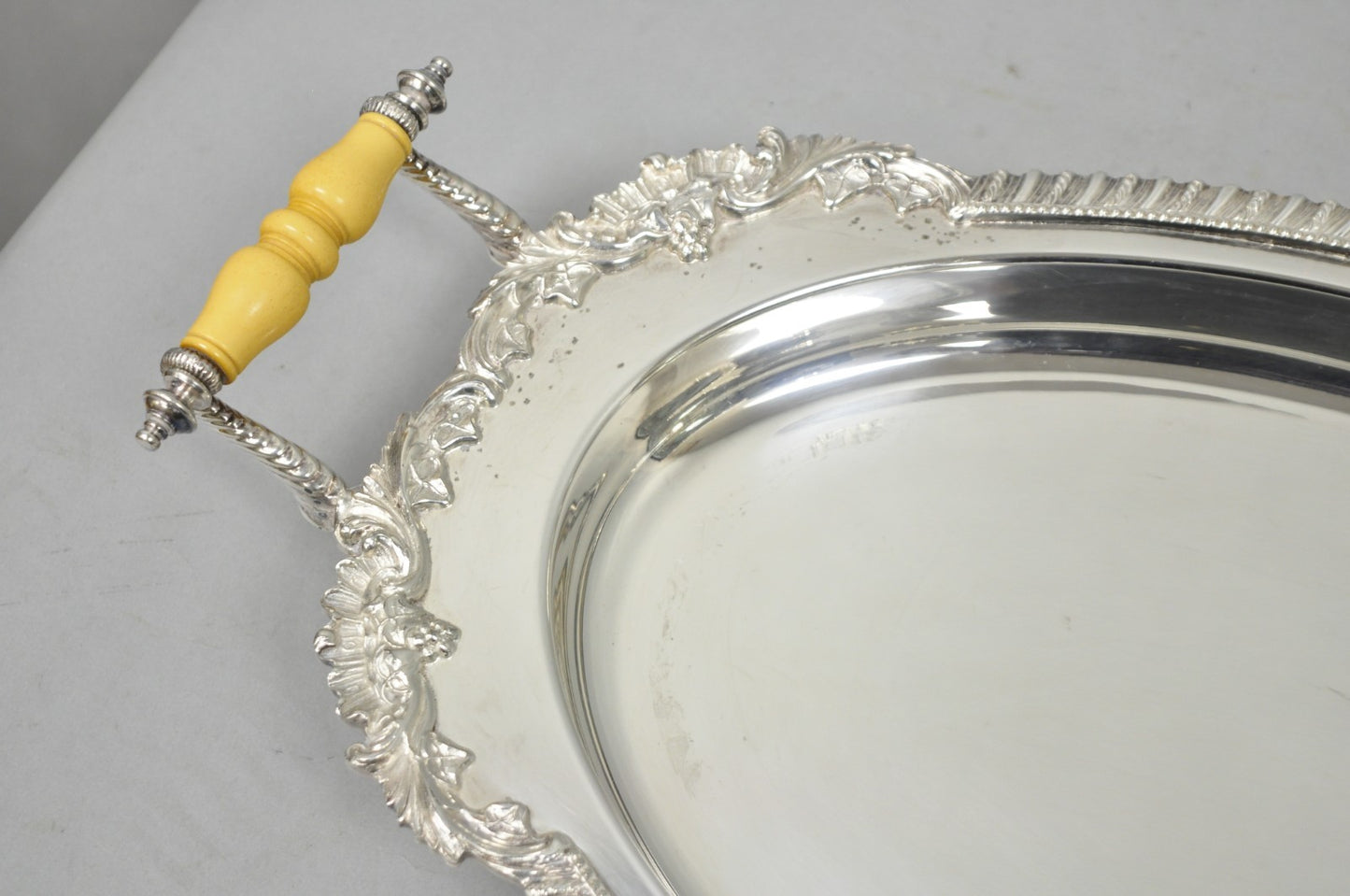 Antique Crown Silver Victorian Silver Plated Large Footed Serving Dish Platter