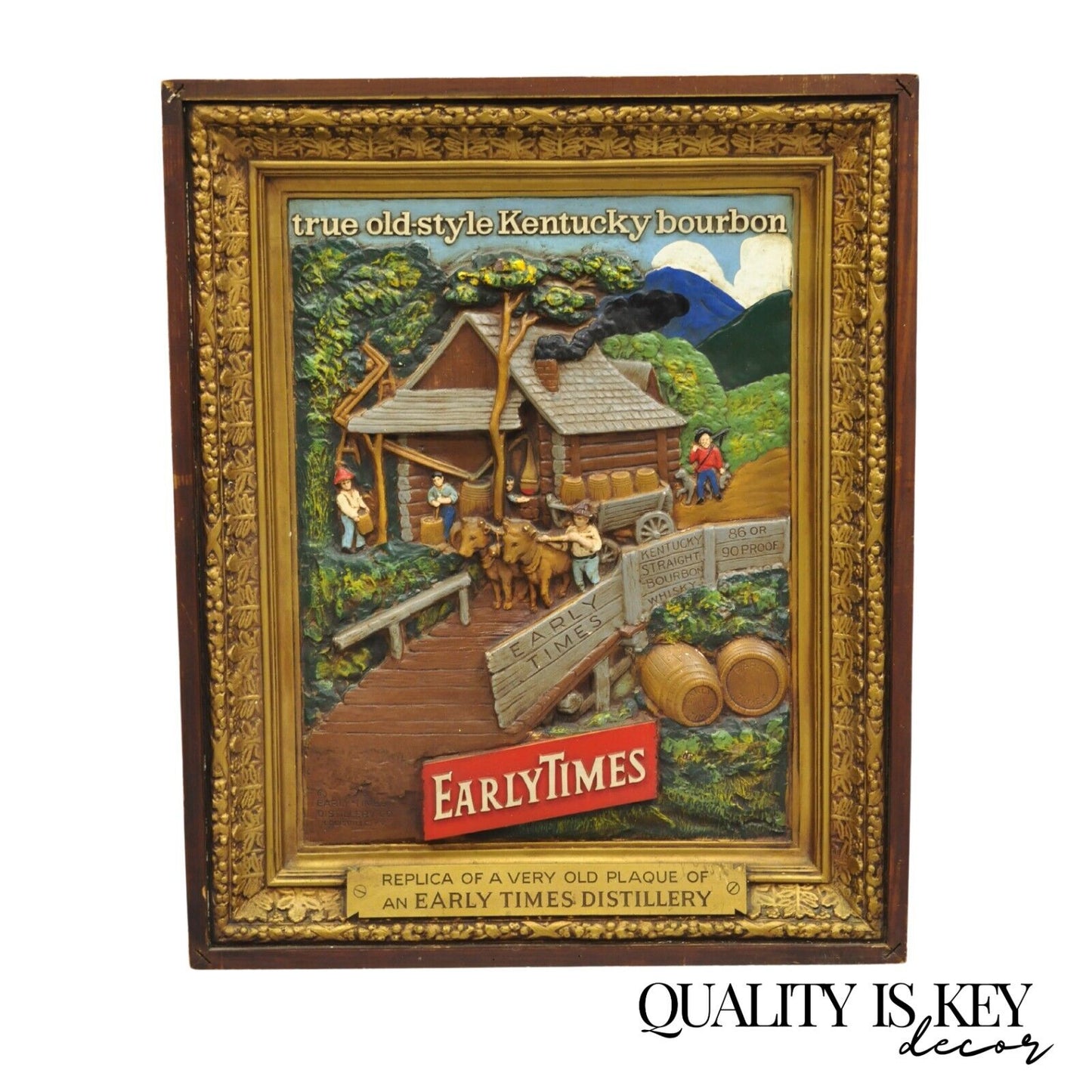 Vintage Early Times Kentucky Bourbon Whiskey Plaster Replica Art Painting Plaque