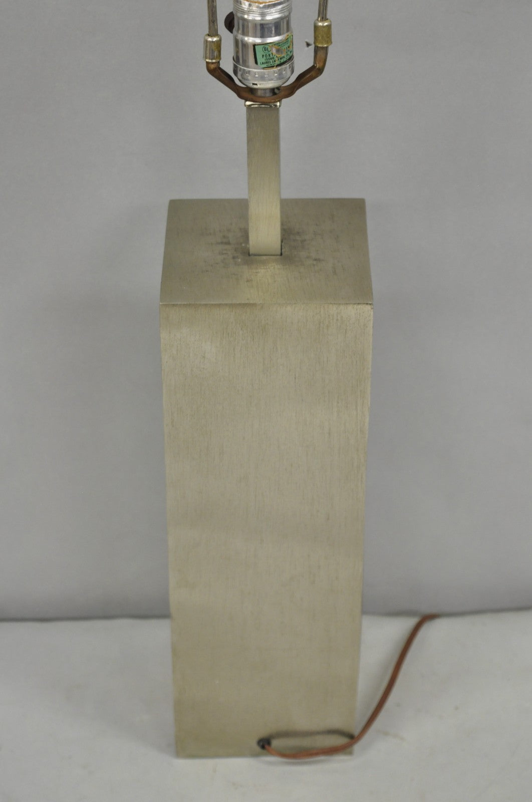 Laurel Pierre Cardin Style Brushed Aluminum Mid Century Modern Cubist Table Lamp