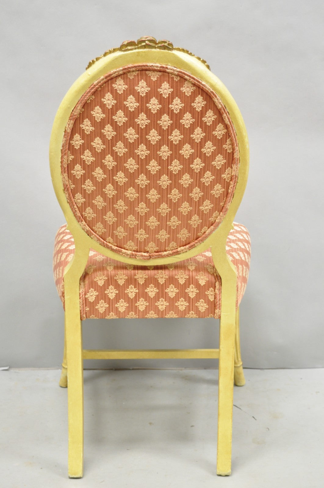 French Victorian Hollywood Regency Cream Paint Rose Carved Pink Side Chair