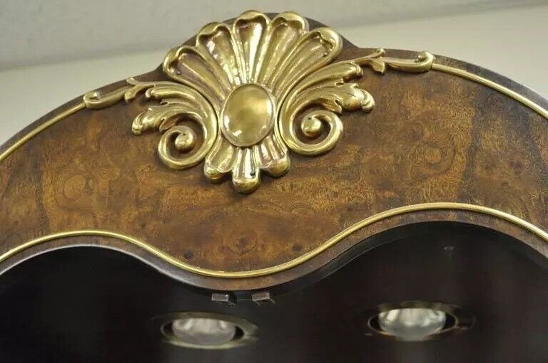 Mastercraft Amboyna Burl Wood French Hollywood Regency Curio Display Cabinet