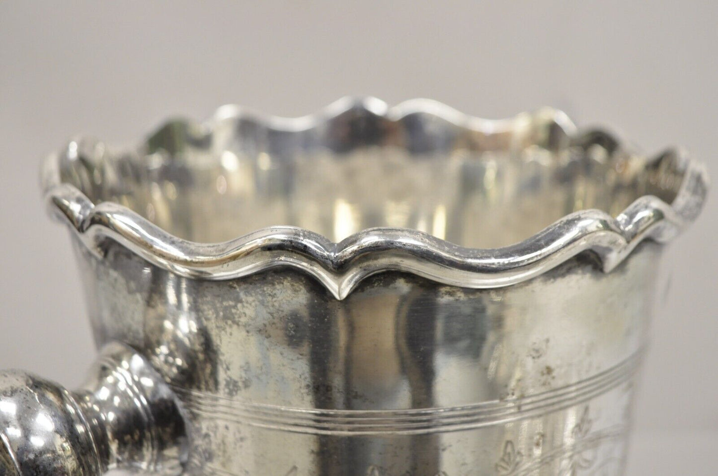 Antique Art Nouveau Twin Knob Handle Silver Plated Champagne Chiller Ice Bucket