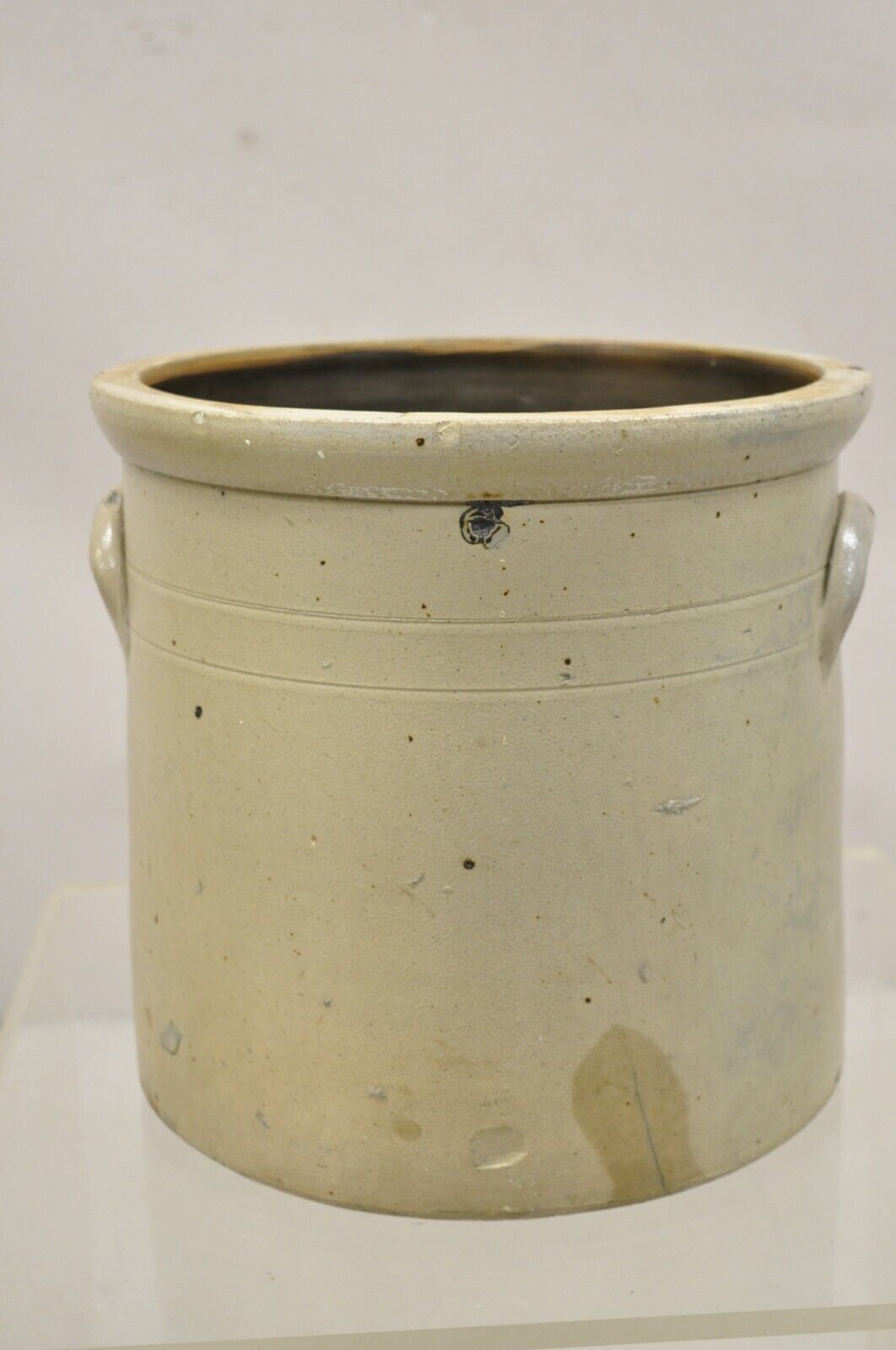 Antique J.C. Thomas Trenton NJ 3 Gallon Stoneware Crock Pot Cobalt Blue Flower