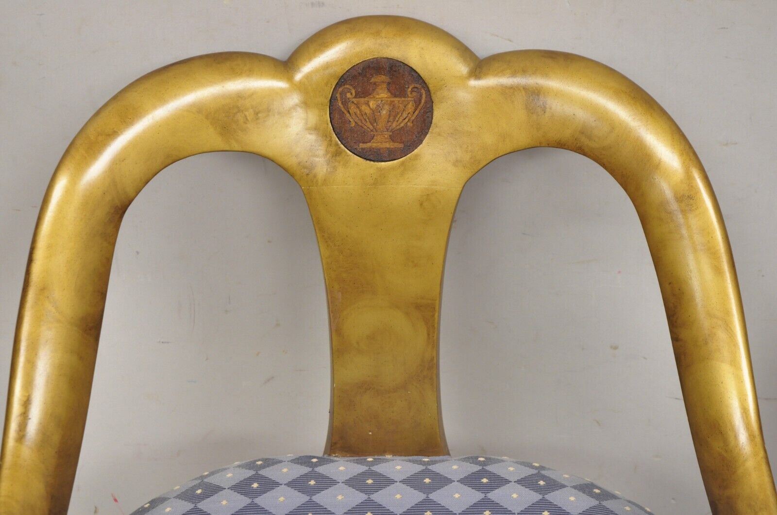 Vintage Italian Hollywood Regency Gold Gilt Wood Saber Leg Lounge Chairs - Pair