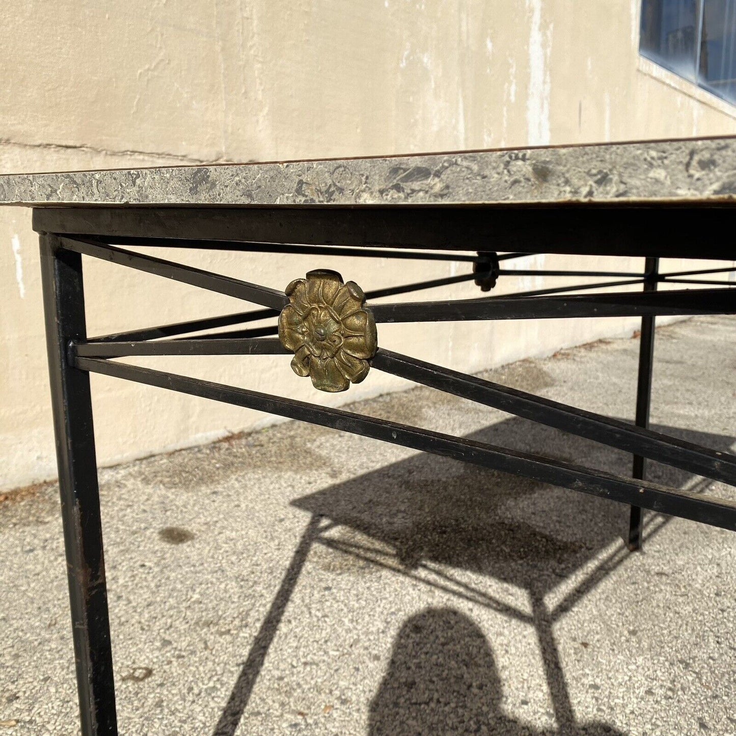 Vintage Italian Directoire X-Back Wrought Iron Acorn Finial Dining Set - 7 Pcs