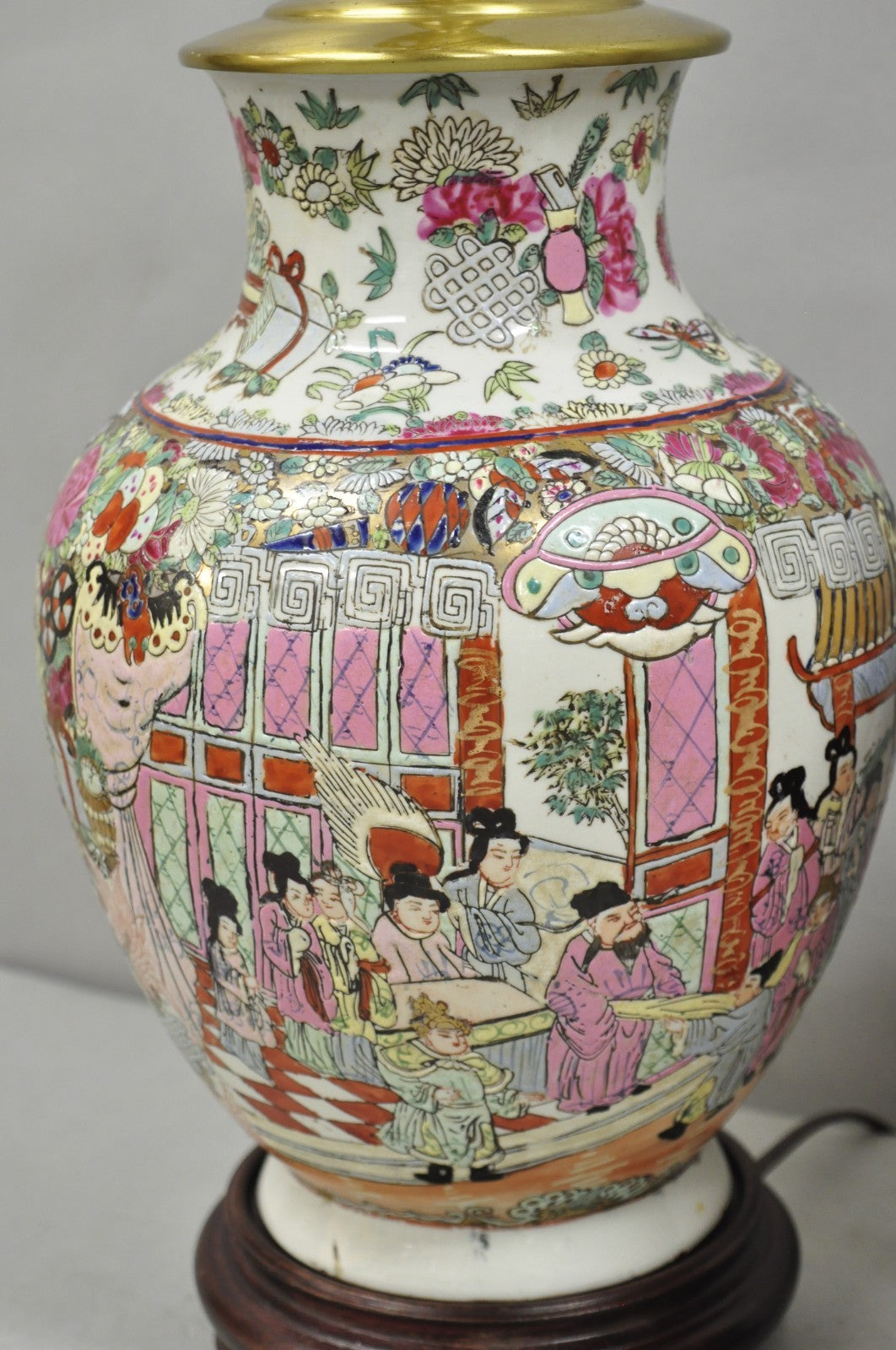 Vintage Oriental Porcelain Chinese Ginger Jar Chinoiserie Table Lamps - a Pair
