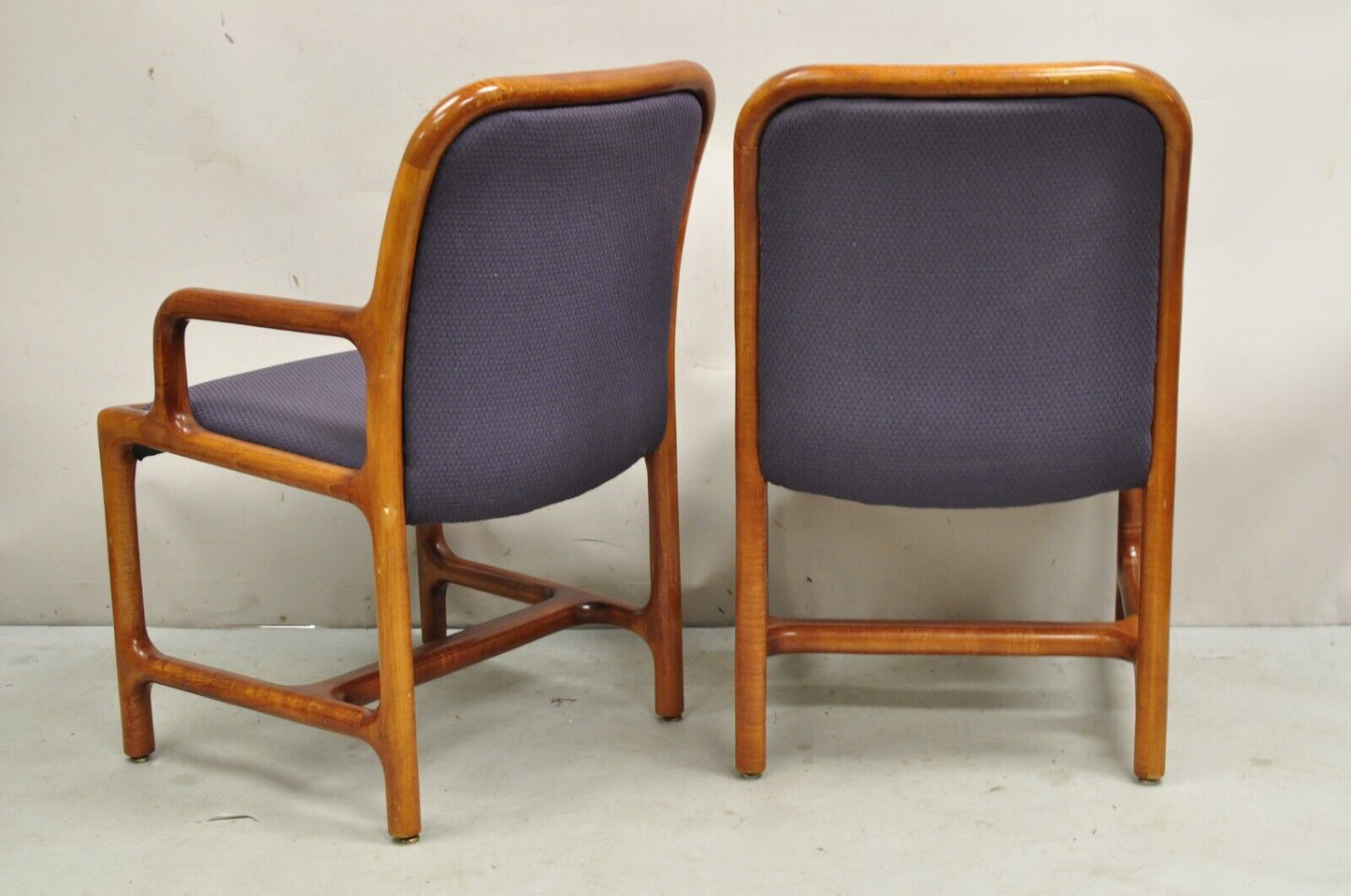 Vintage Helikon Mid Century Modern Sculpted Cherry Wood Lounge Chairs - a Pair