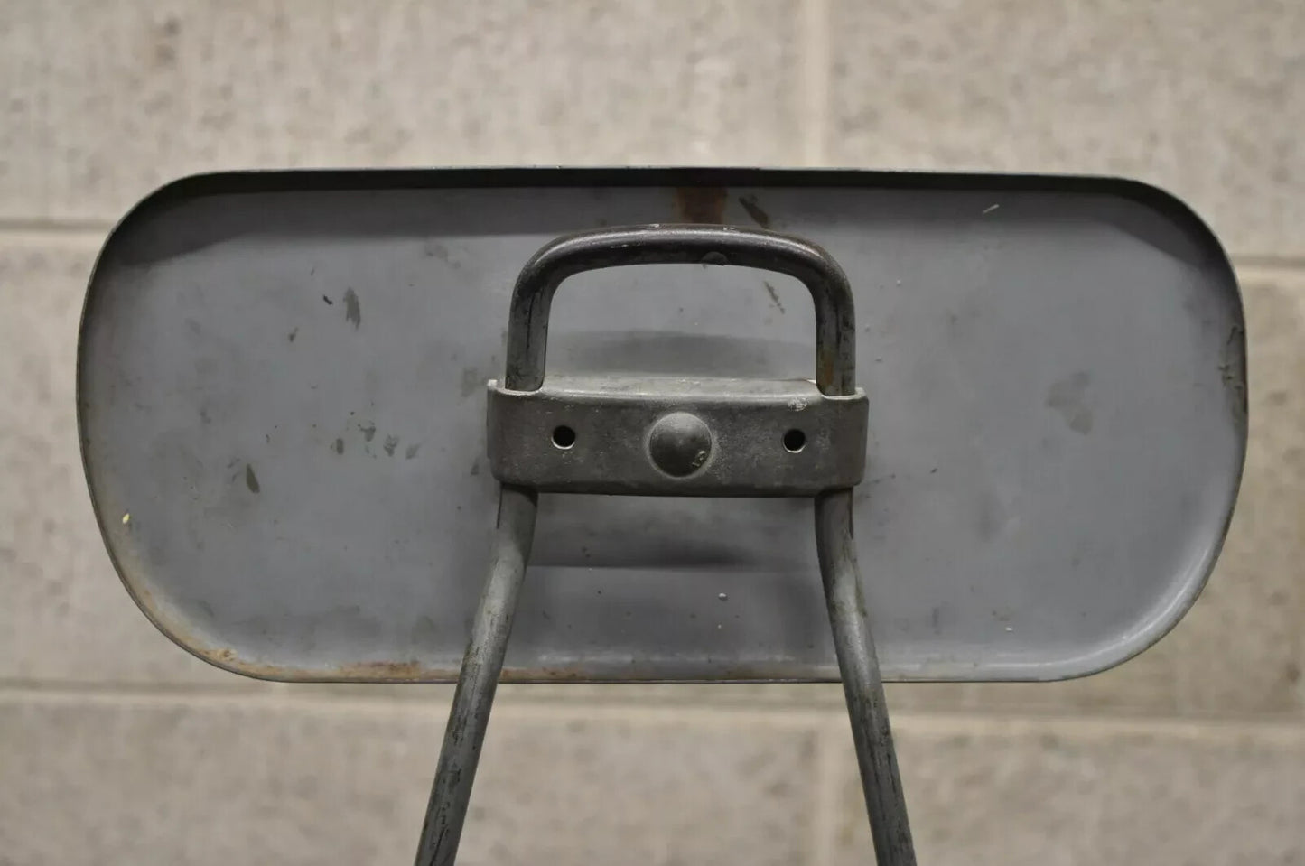 Vintage American Industrial Gray Metal Drafting Stool Artist Work Chair