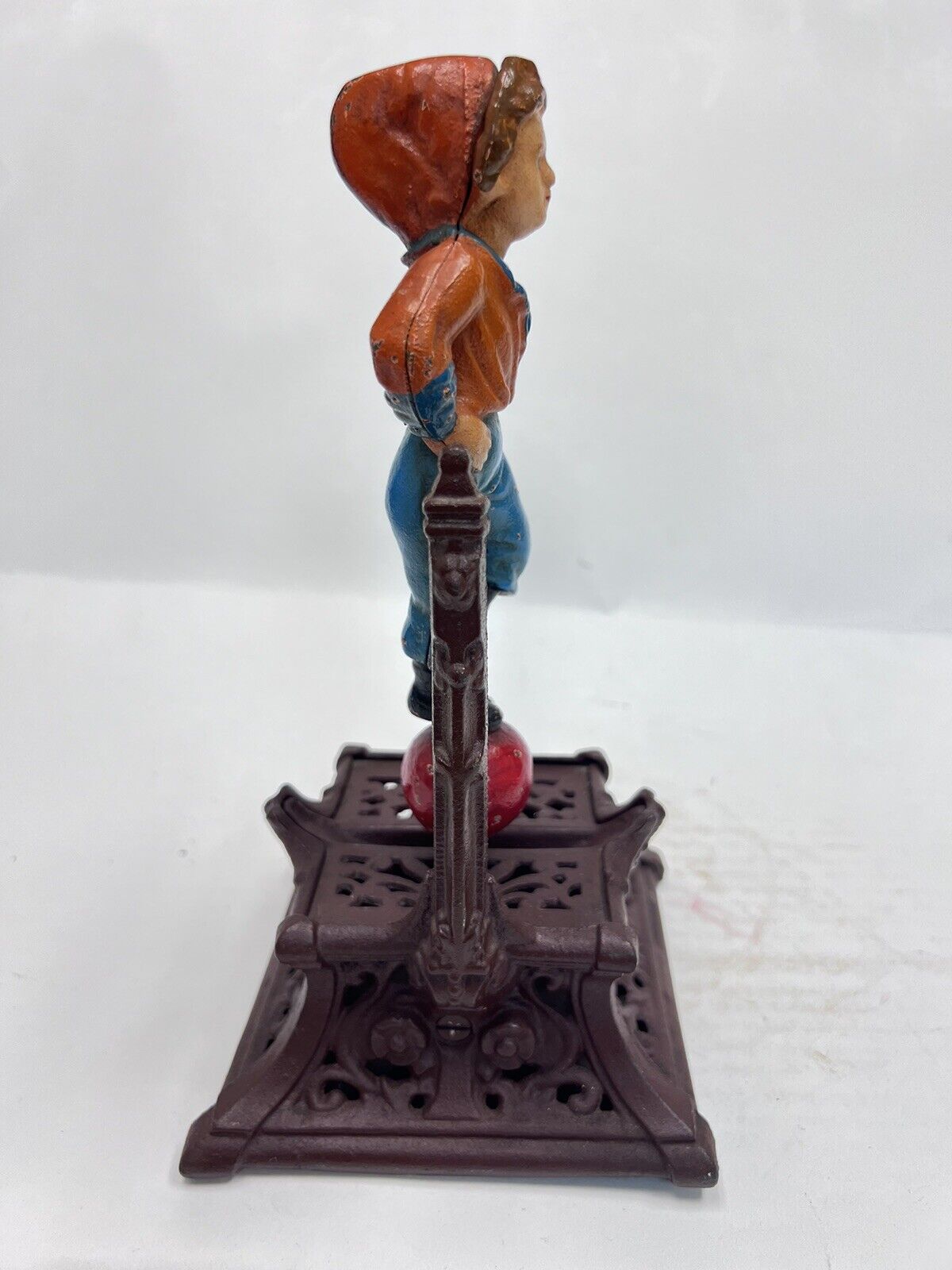 Vintage Cast Iron Still Bank Boy On Trapeze Book Of Knowledge Mechanical Bank