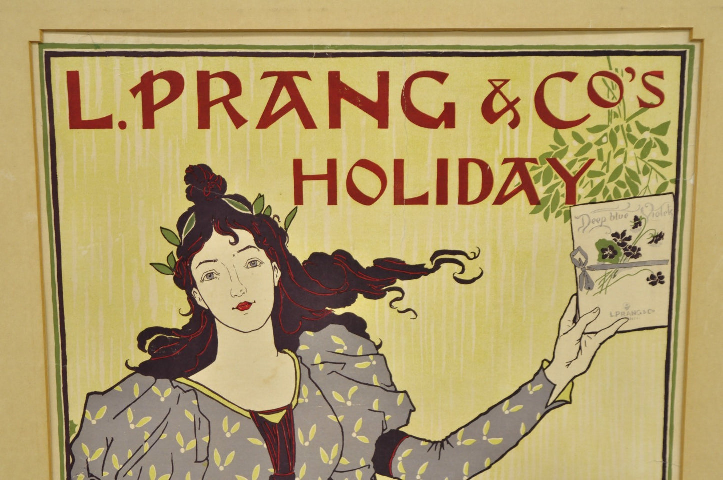 Antique L. Prang & Co's Louis Rhead 1895 Holiday Magazine Framed Art Print