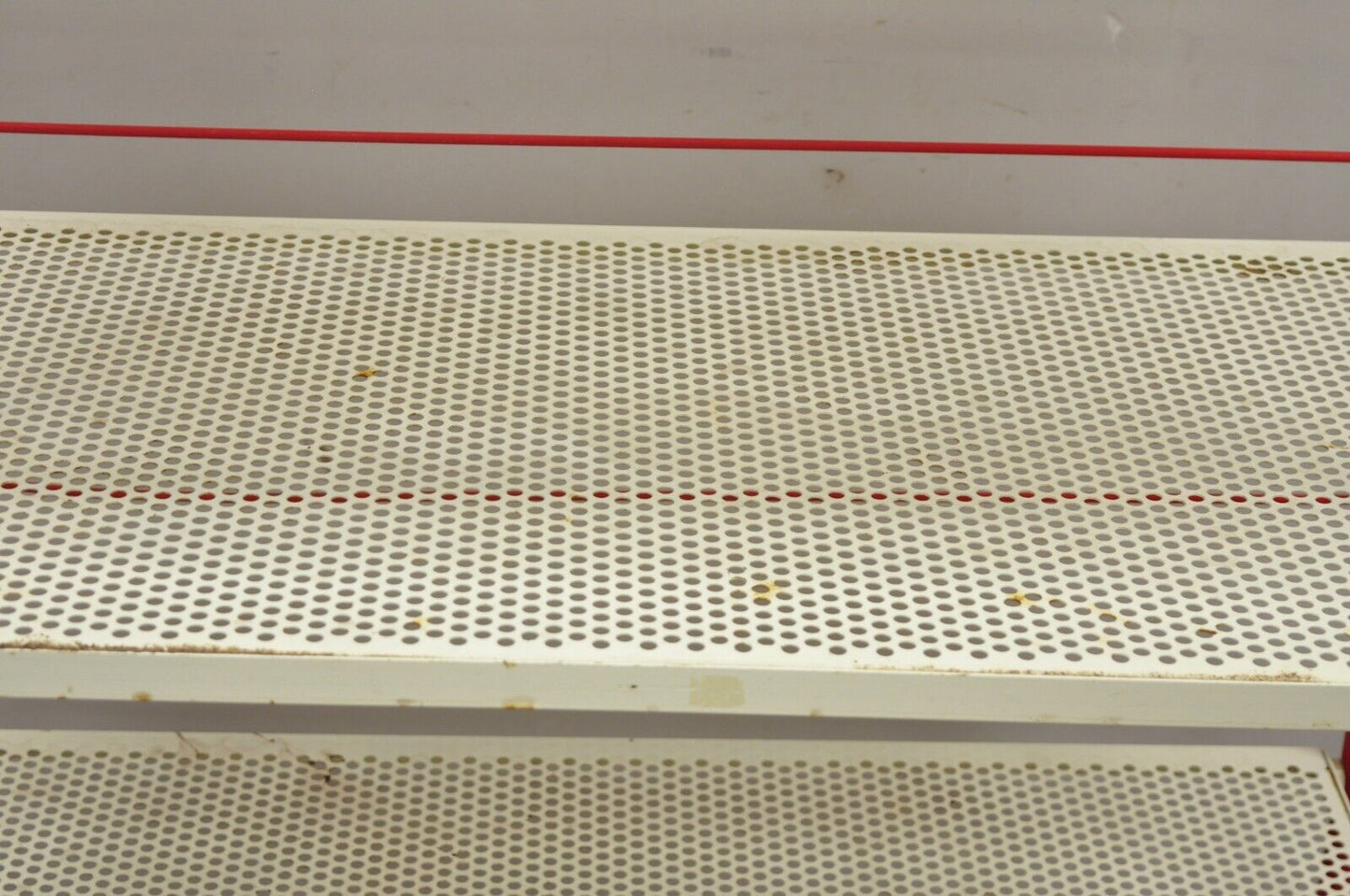 Vintage Hostess Red Metal Perforated 4 Shelf Folding Display Shelf Stand