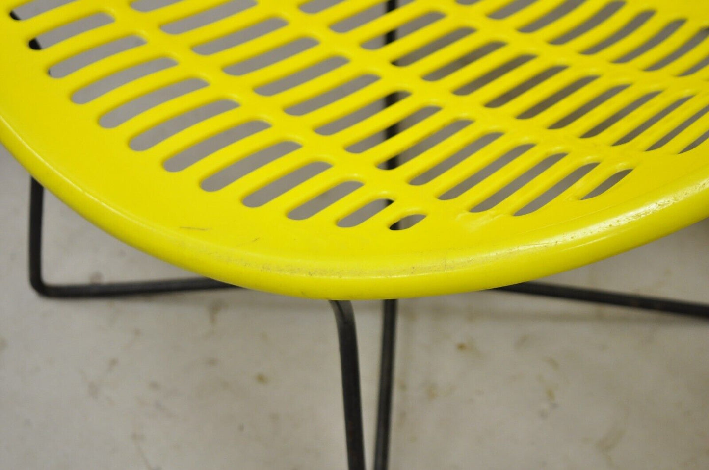 Pair Vintage Fabiano & Panzini Motel Solair Yellow Iron and Plastic Lounge Chair