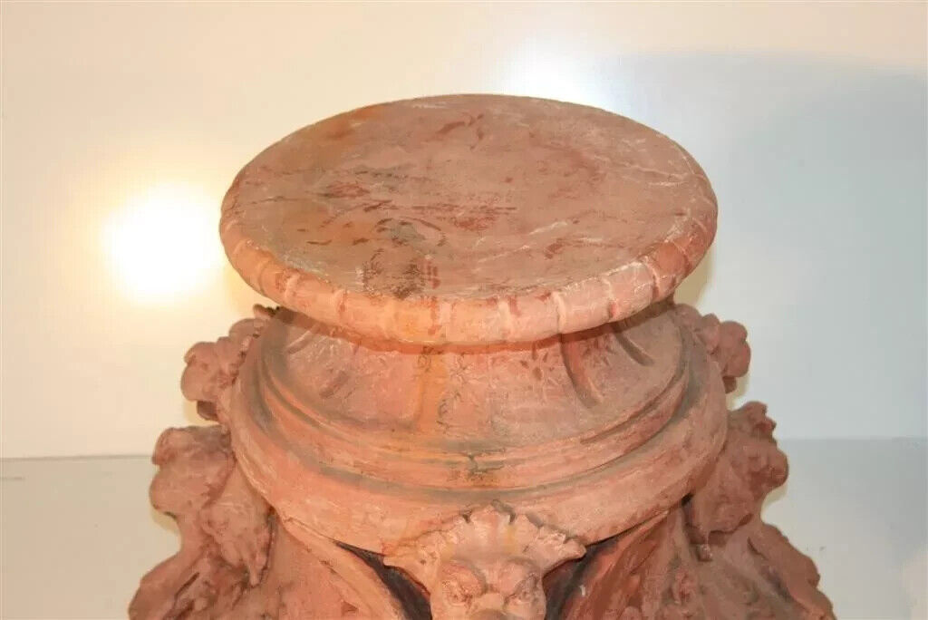Vintage Italian Renaissance Wing Griffin Fiberglass Garden Pedestal Stands Pair