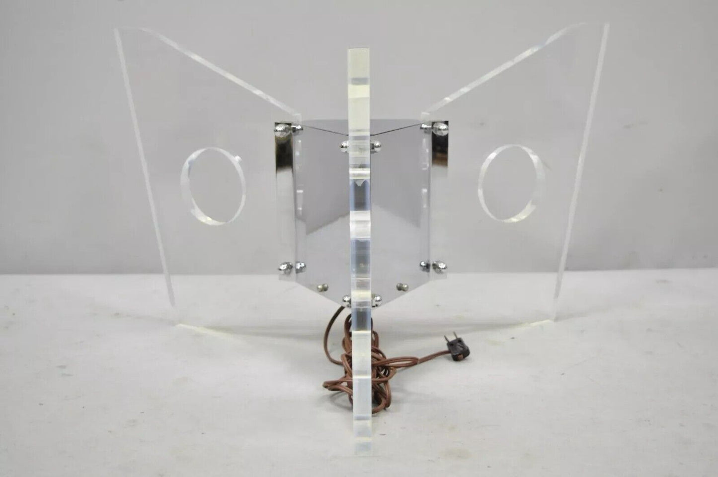 Illuminated Mid Century Modern Lucite & Chrome Butterfly Coffee Table Base