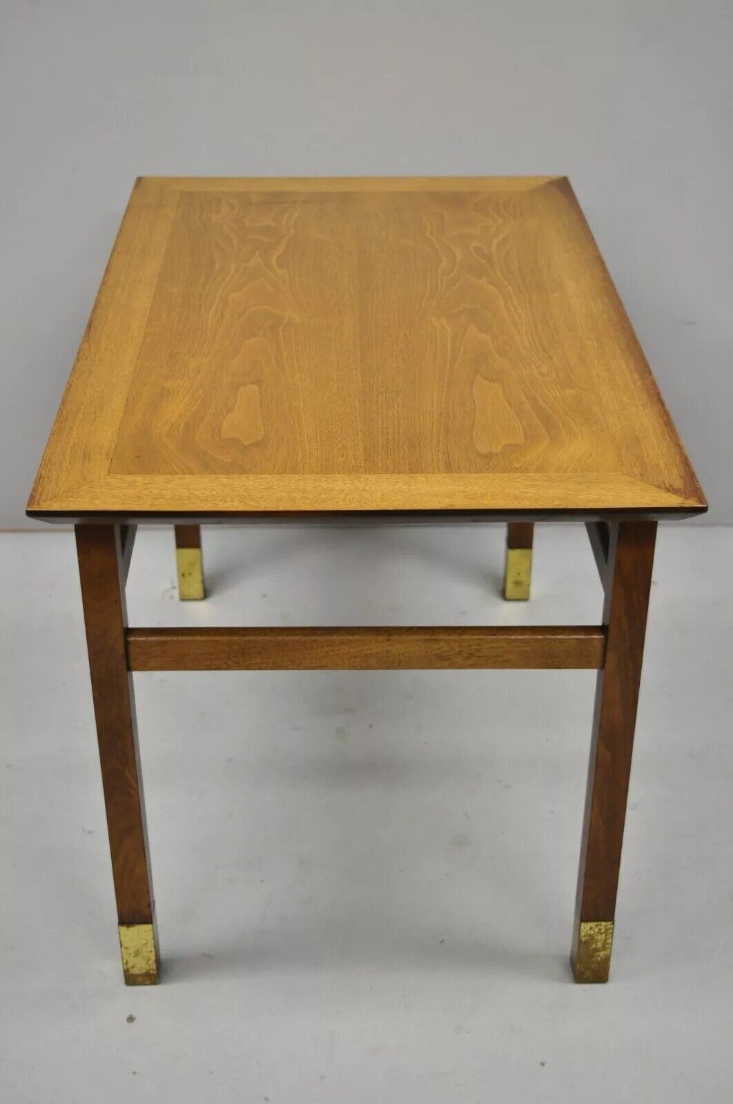 Mid Century Modern Walnut & Brass American of Martinsville End Tables - a Pair