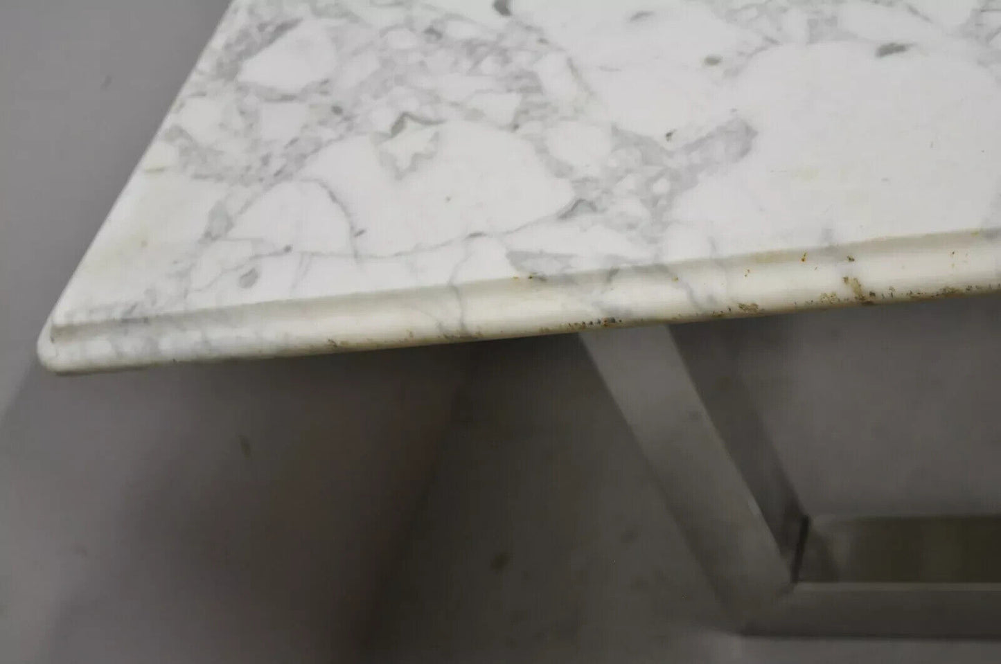 Modern Italian Marble Chrome Double Pedestal Base Rectangular Coffee Table