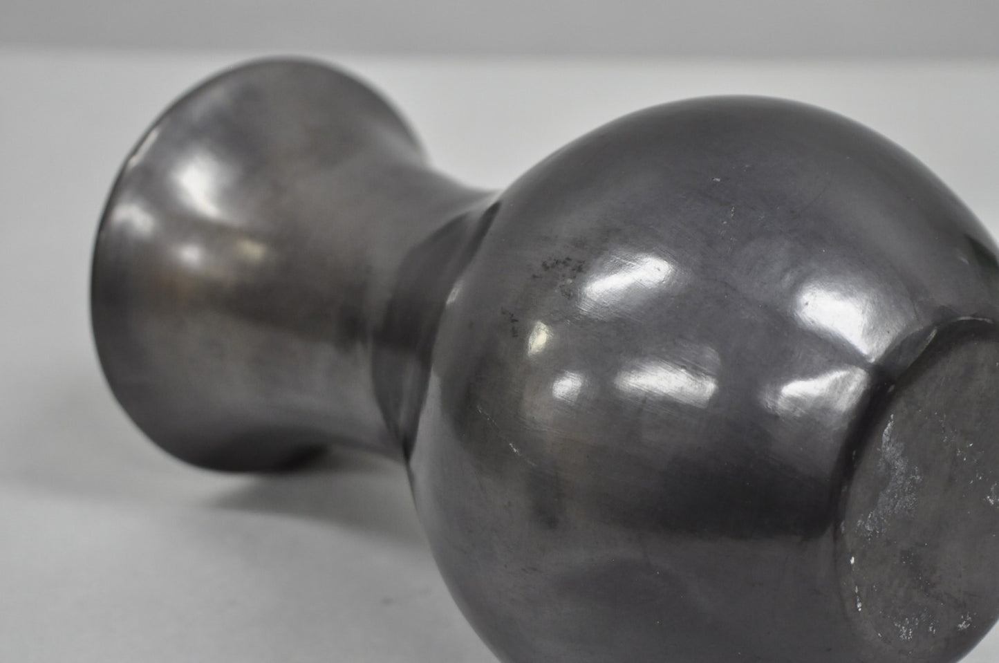 Dona Rosa Barro Negro Black Pottery 9" Bulbous Flower Vase Mid Century Modern