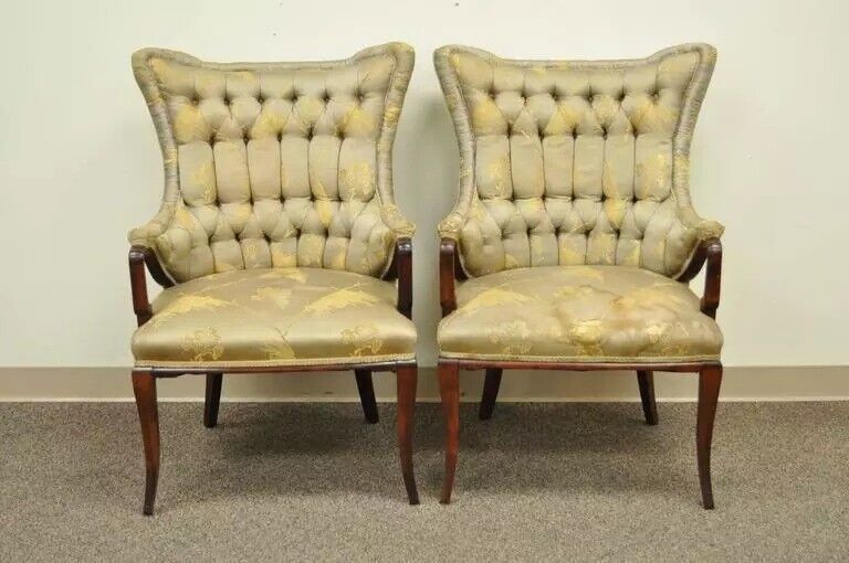 Grosfeld House Hollywood Regency Mahogany Arm Chairs after Dorothy Draper - Pair