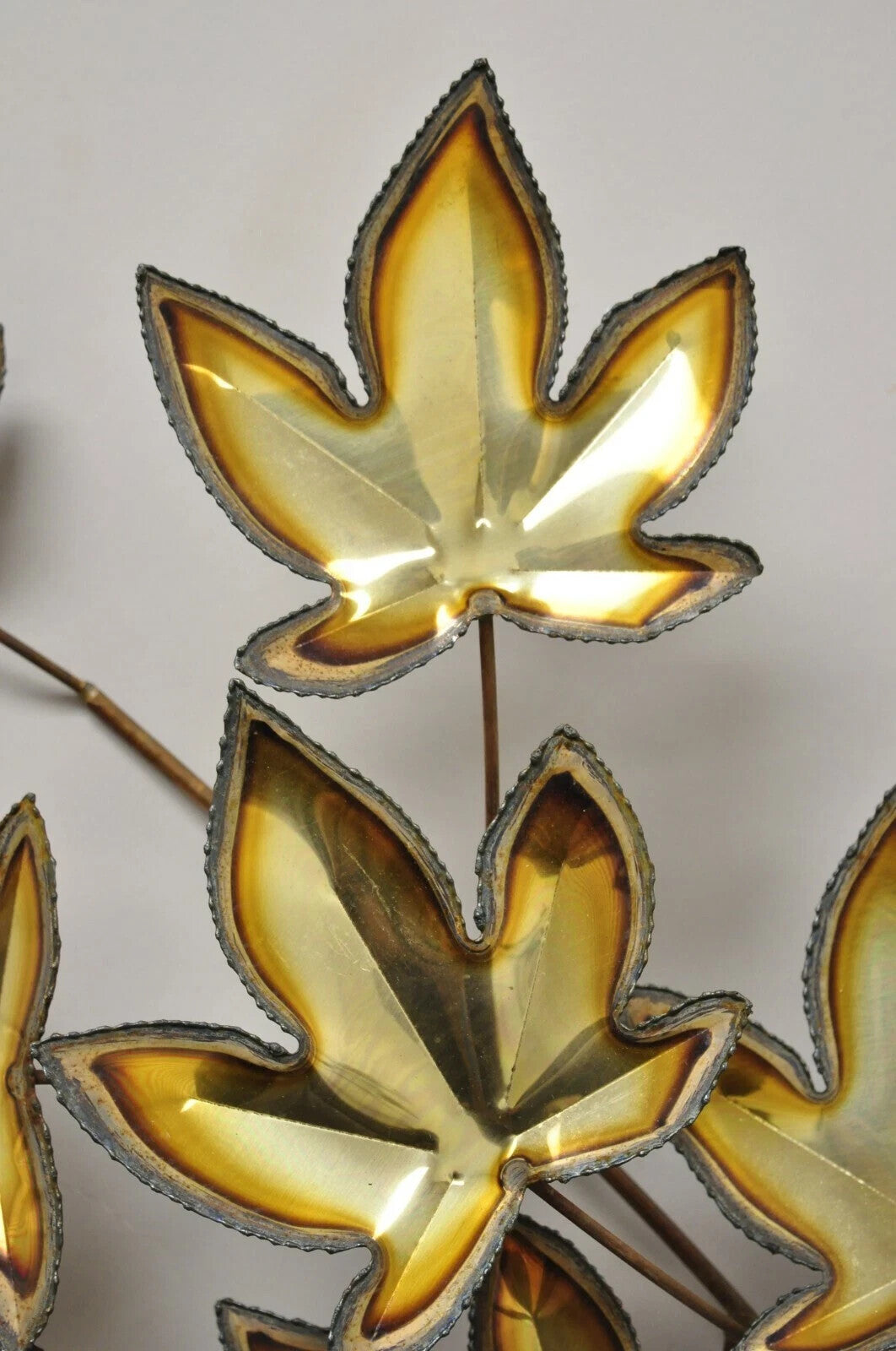 Vintage Curtis Jere Large 48" Maple Leaf Metal Brutalist Wall Art Sculpture