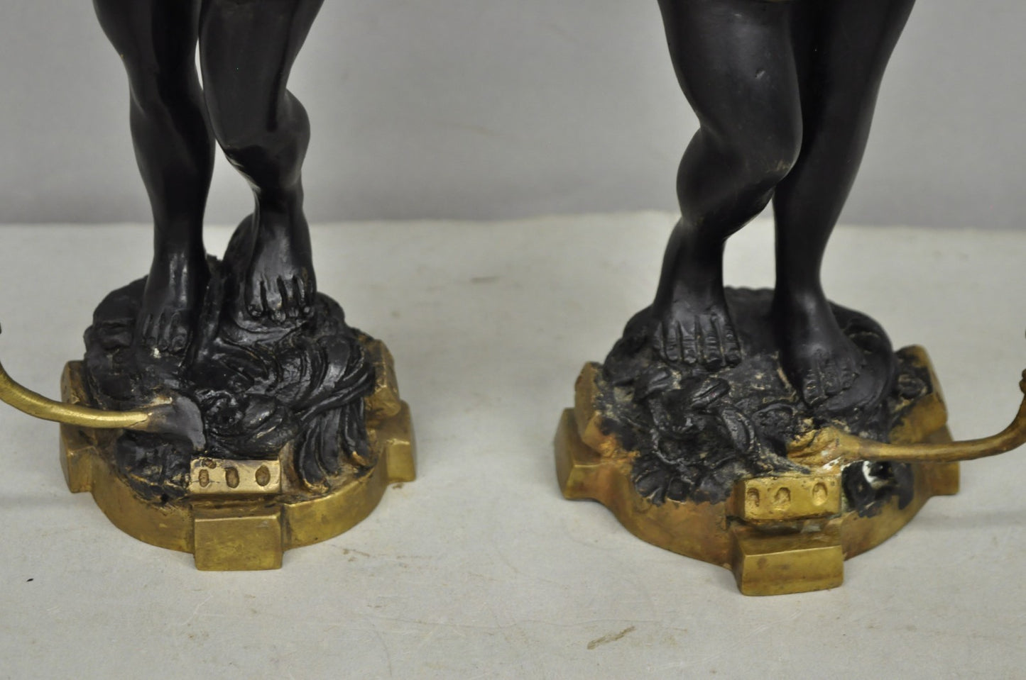 Vintage Moorish Venetian Blackamoor Figural Bronze Candelabra Candle Holder Pair